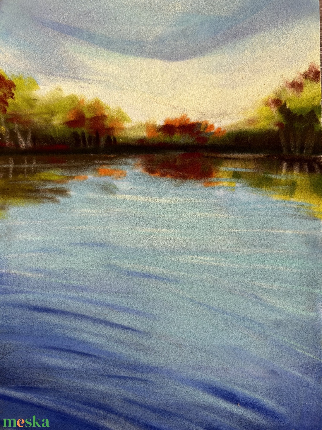 Pasztellfestmény - Nyugalom tava - 16x24cm - művészet - festmény - pasztell - Meska.hu