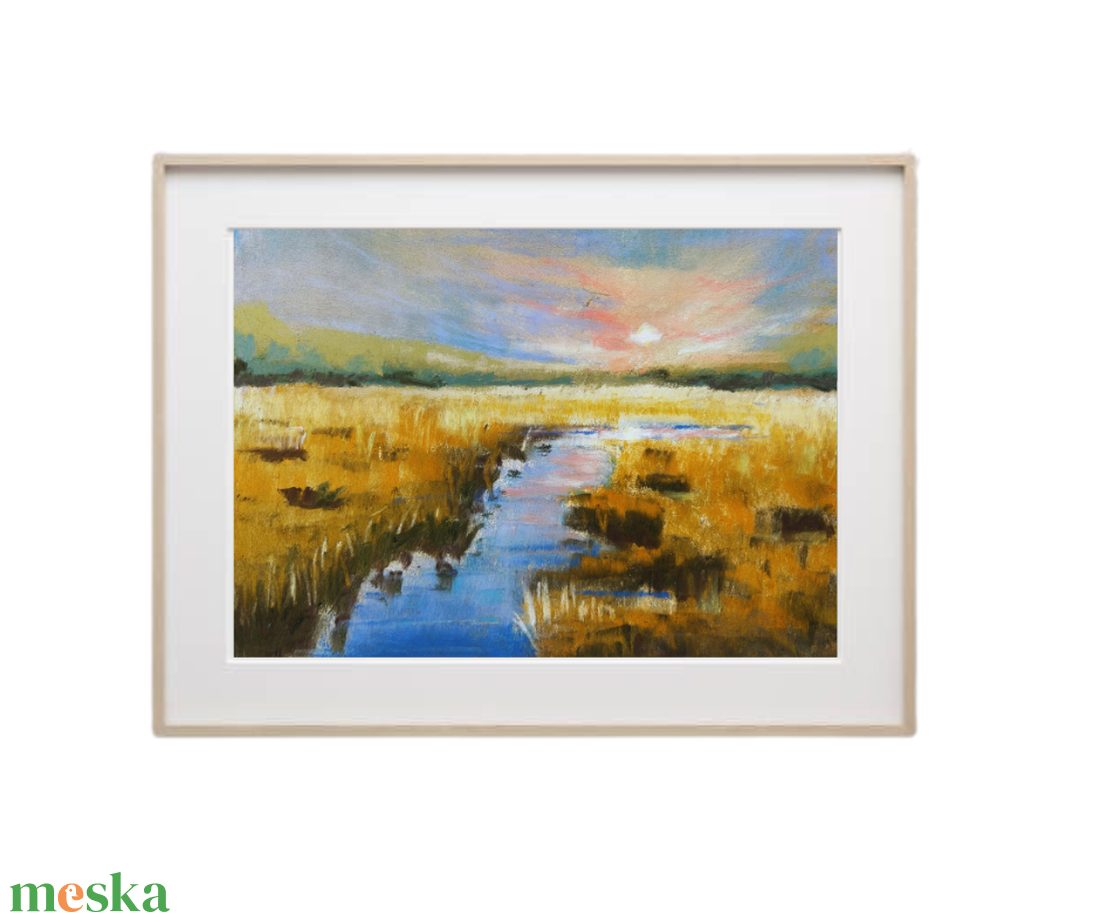 Pasztellfestmény - Lemenő nap - 18x24 cm - művészet - festmény - pasztell - Meska.hu