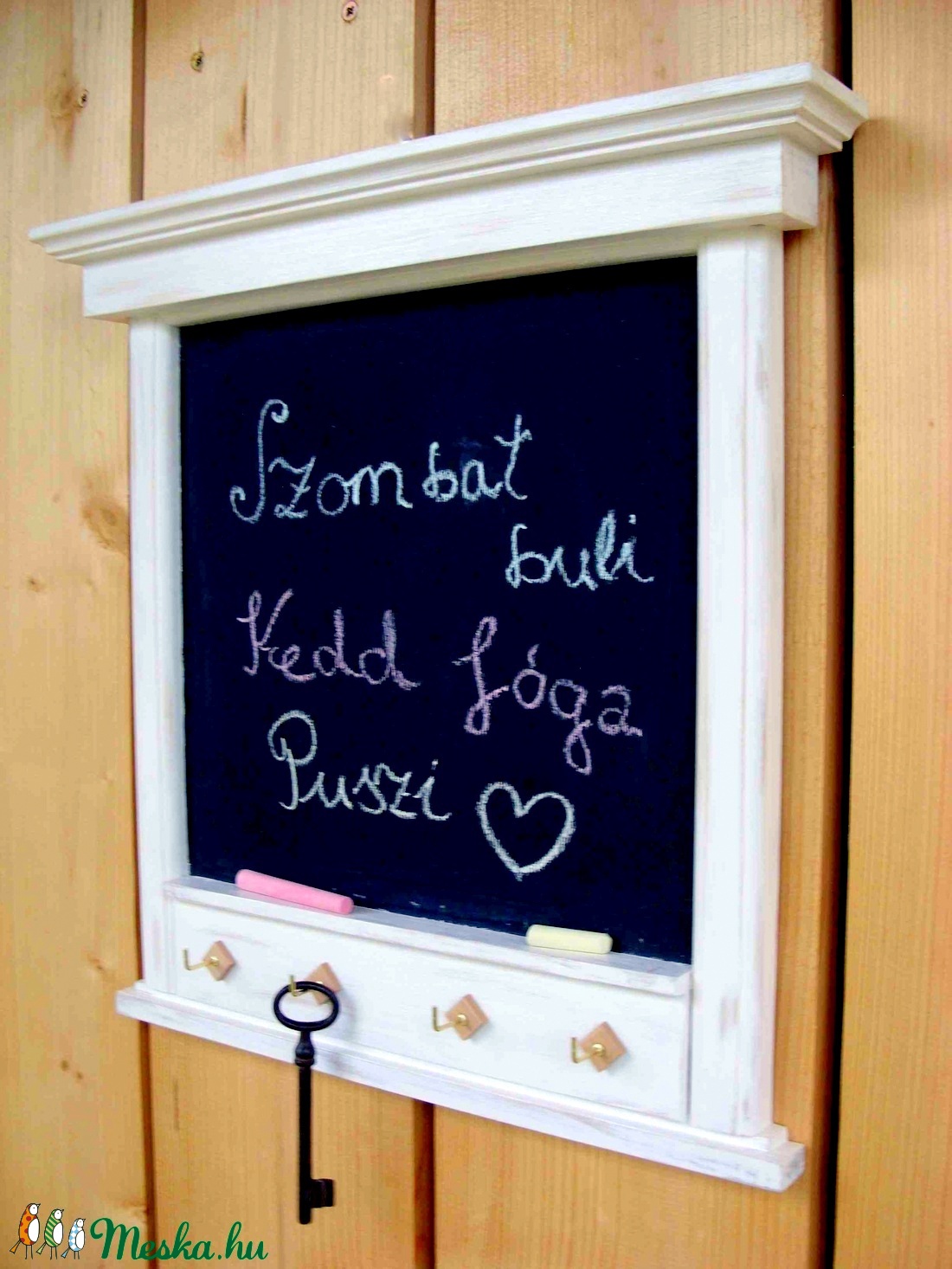 Üzenőtábla kulcstartó Üzenőfal dekoráció lakberendezés otthon vintage fali kulcstartó antikolt tároló fali akasztó -  - Meska.hu