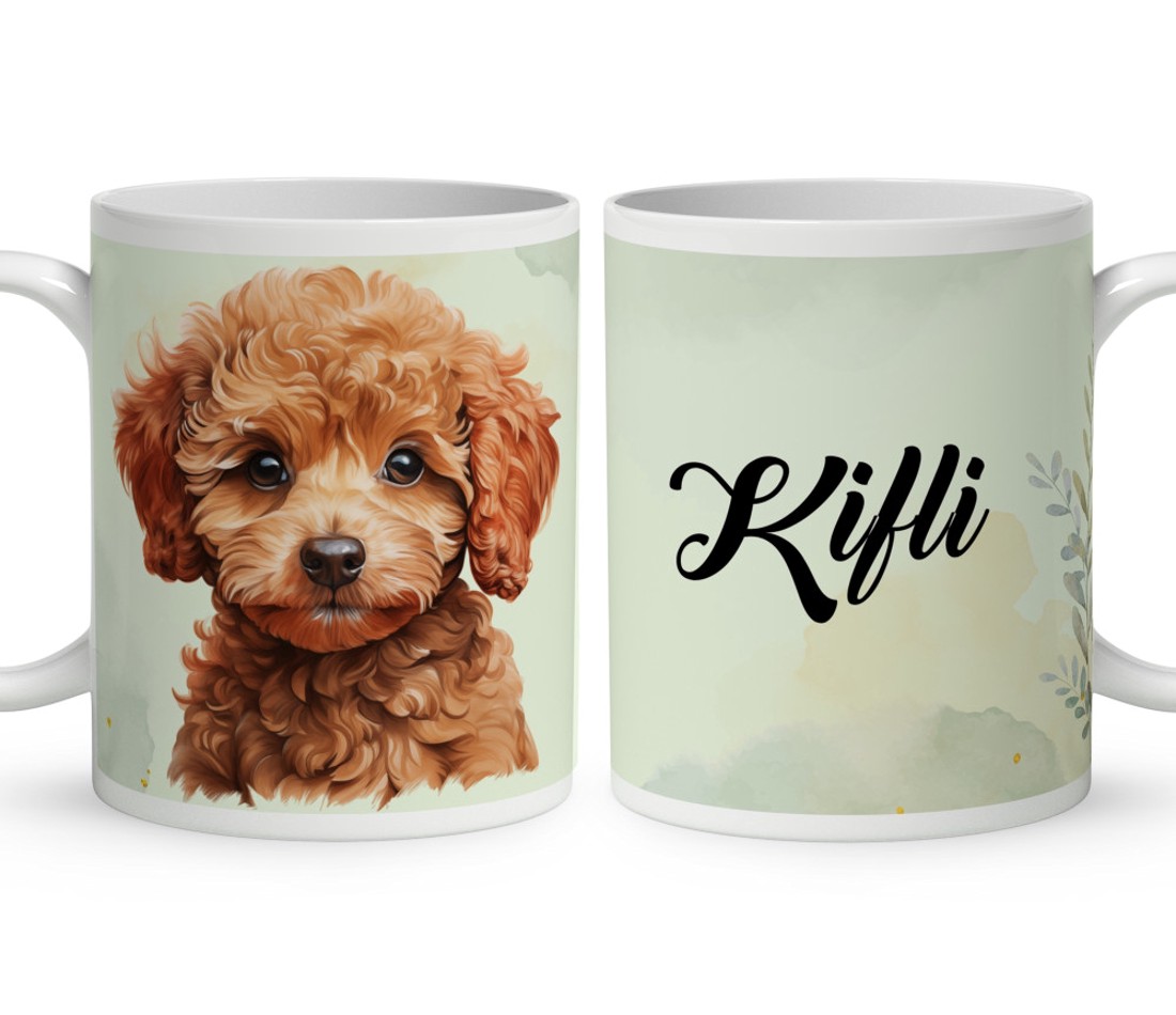 Névvel kérhető - Kis barna uszkár portré mintás bögre - otthon & életmód - konyhafelszerelés, tálalás - tálalás - bögre & csésze - Meska.hu