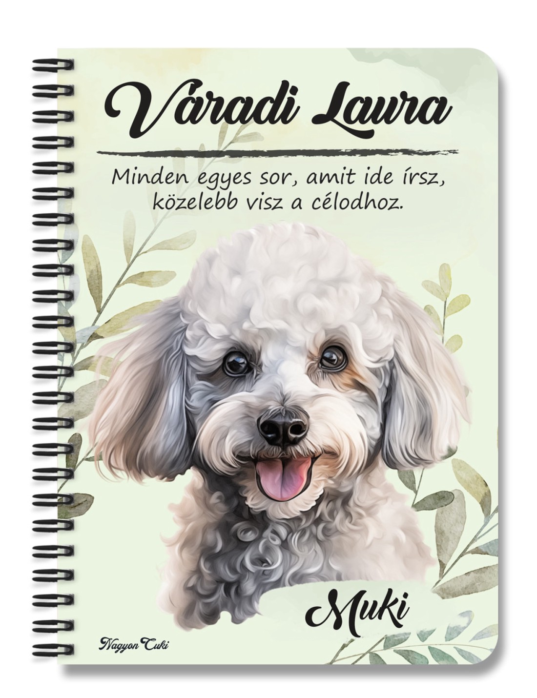Személyre szabható - Kis fehér uszkár portré mintás A5-ös füzet - otthon & életmód - papír, írószer - jegyzetfüzet & napló - Meska.hu