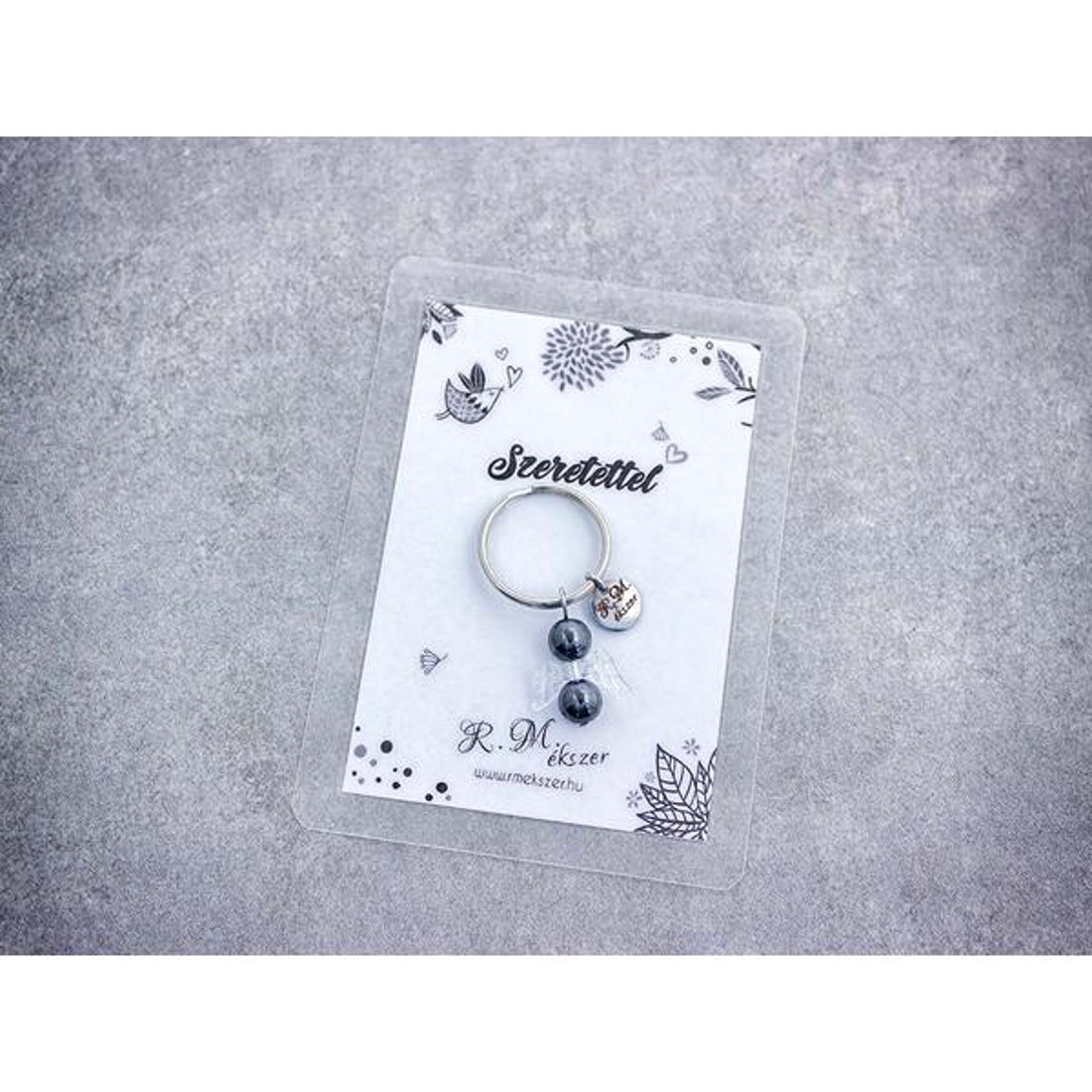 Szeretettel kulcstartó hematittal - táska & tok - kulcstartó & táskadísz - kulcstartó - Meska.hu