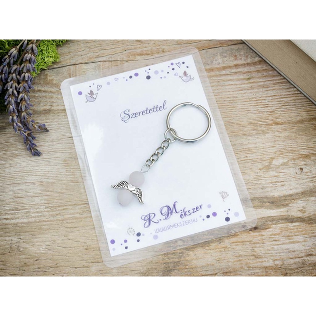 Szeretettel kulcstartó rózsakvarccal - táska & tok - kulcstartó & táskadísz - kulcstartó - Meska.hu