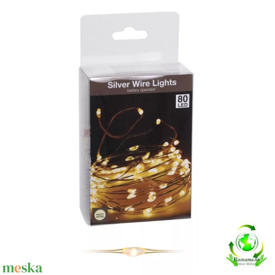 80 led-es ezüst drótkábeles fényfüzér elemes (elem nélkül) - meleg fehér - kellékek & szerszámok - dekorációs kellékek - led-es fényfüzér - Meska.hu 80 led-es ezüst drótkábeles fényfüzér elemes (elem nélkül) - meleg fehér - kellékek & szerszámok - dekorációs kellékek - led-es fényfüzér - Meska.hu
