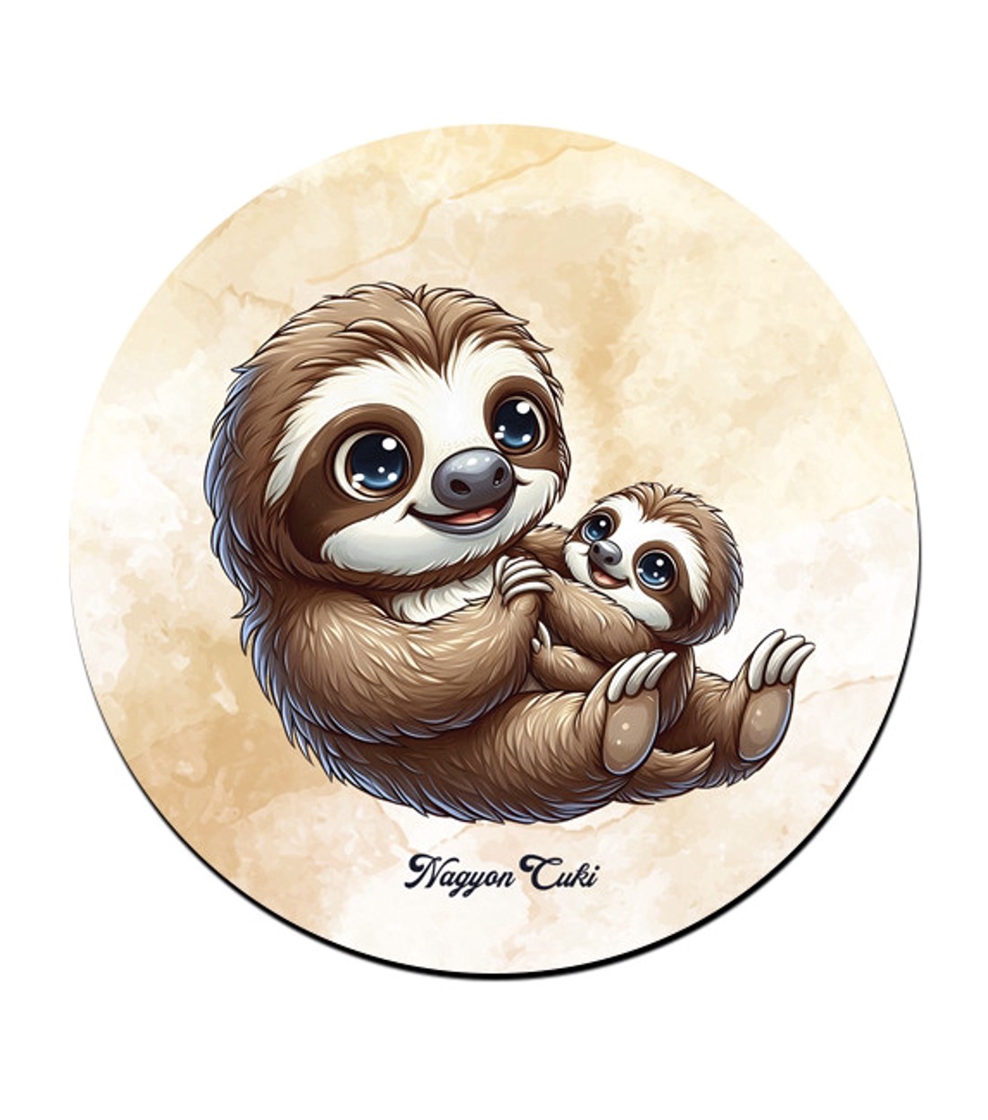 Cuki lajhár Apa és kicsi lajhárja mintás pohár alátét -  - Meska.hu