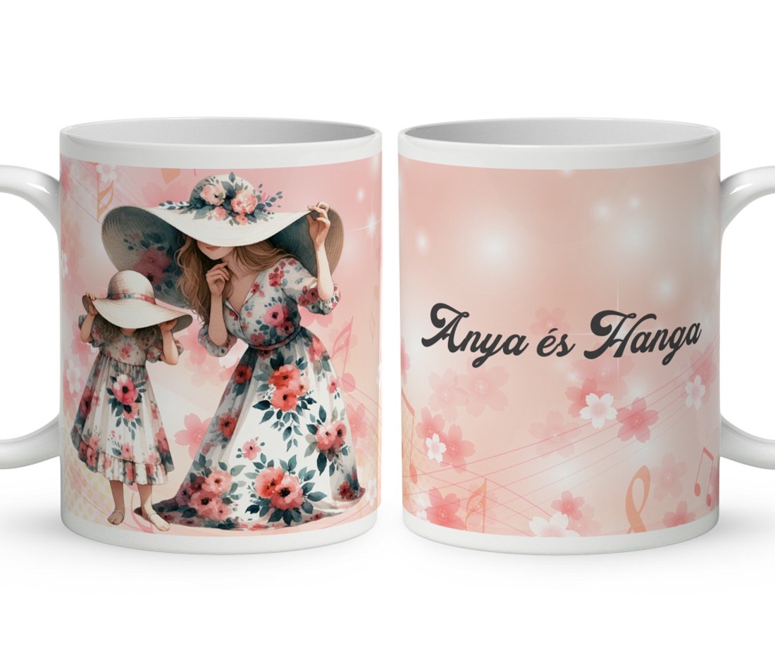 Kérd a neveddel - Kalapos Anya és lánya mintás bögre - otthon & életmód - konyhafelszerelés, tálalás - tálalás - bögre & csésze - Meska.hu