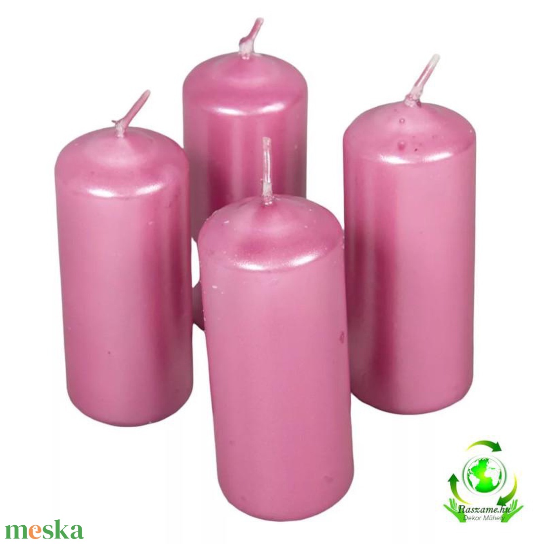 Metál henger gyertya szett 40x100mm - rózsaszín - kellékek & szerszámok - dekorációs kellékek - dekorációs gyertya - Meska.hu