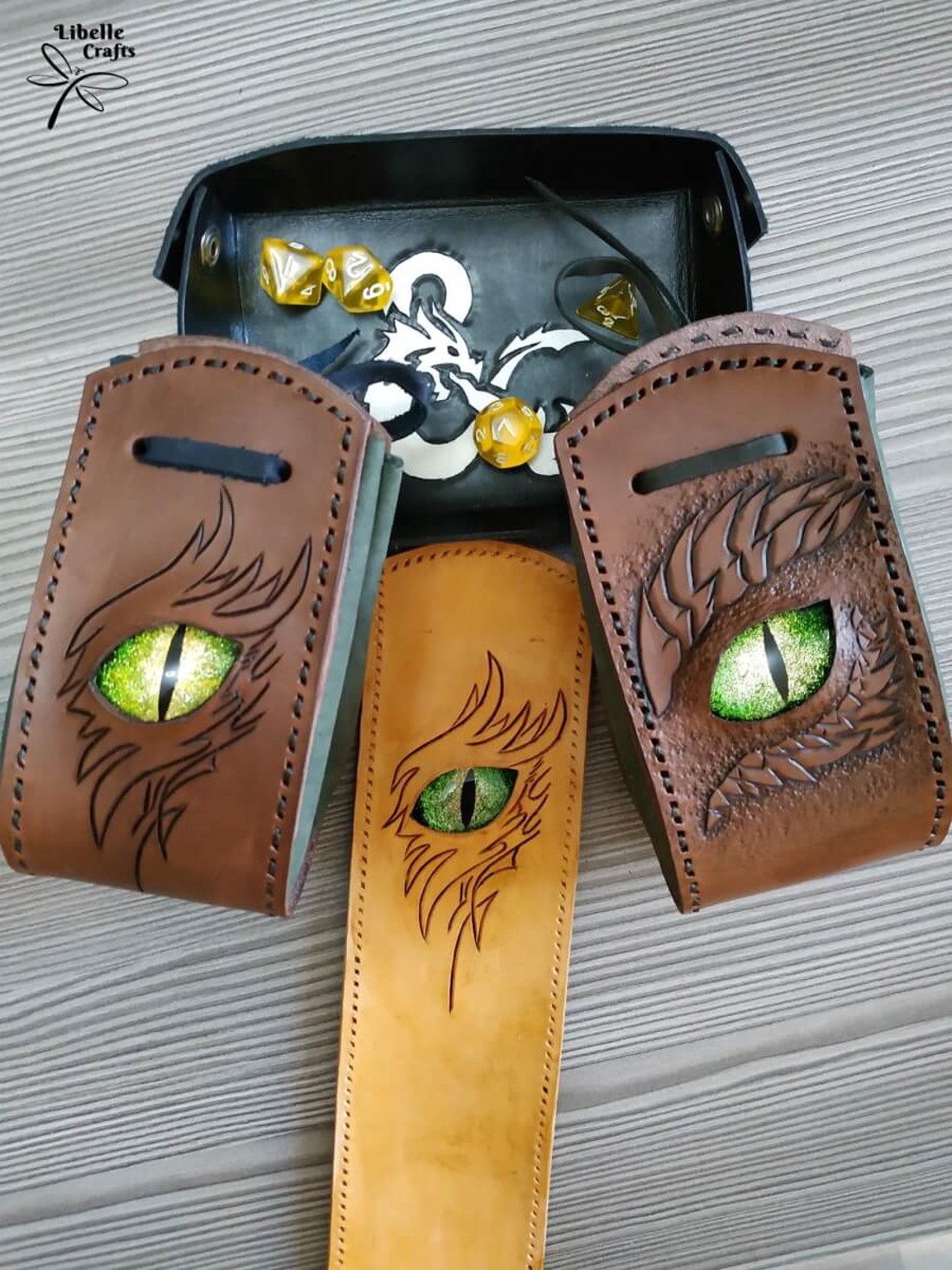 Sárkányszemes kockatartó szütyő - ZÖLD szemmel - játék & sport - táblajáték és kártyajáték - társasjátékok - dobókocka - Meska.hu