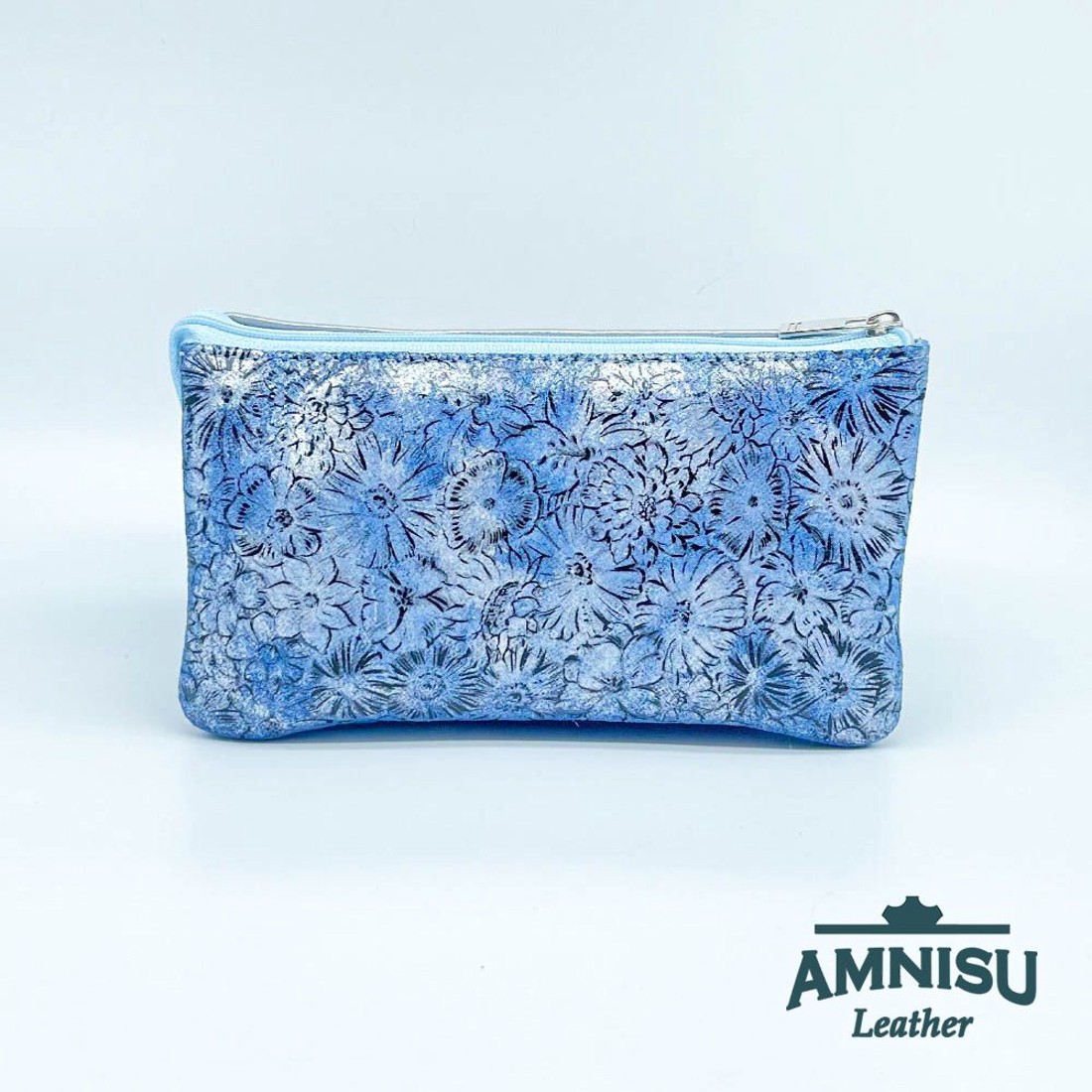 Kék virág mintás - ezüst egyenes kristály köves női pénztárca G6017 - táska & tok - pénztárca & más tok - pénztárca - női pénztárca - Meska.hu