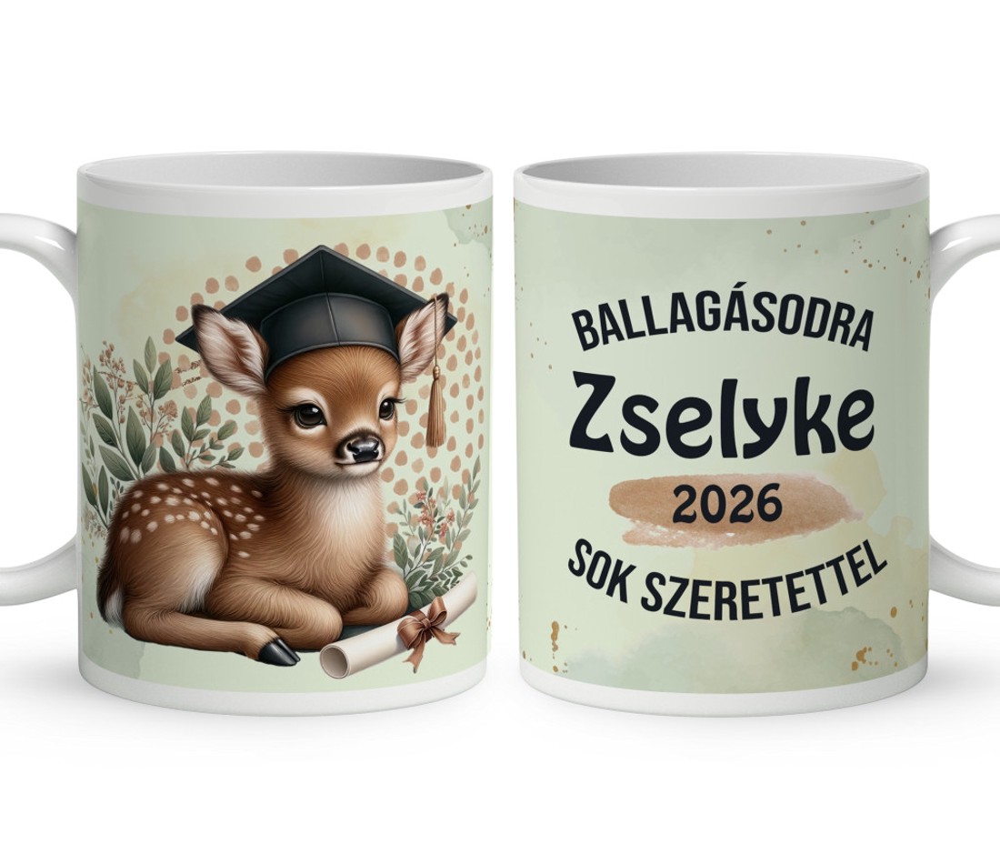 Névvel kérhető Szarvas - 2026 évi Ballagásra mintás bögre - otthon & életmód - konyhafelszerelés, tálalás - tálalás - bögre & csésze - Meska.hu