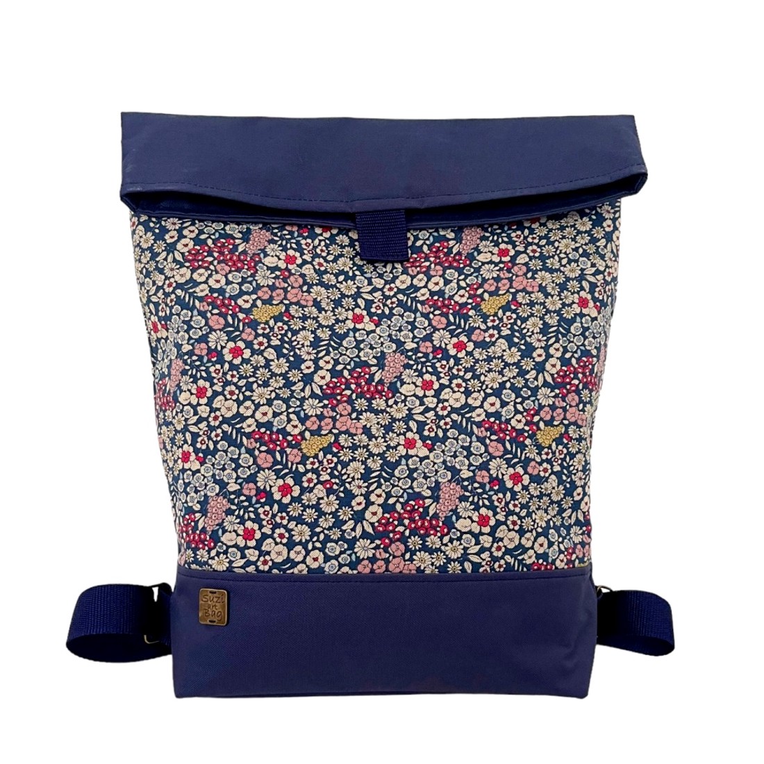 SuziartBag Sötétkék apró virágos nagyméretű hátizsák - táska & tok - kézitáska & válltáska - válltáska - Meska.hu