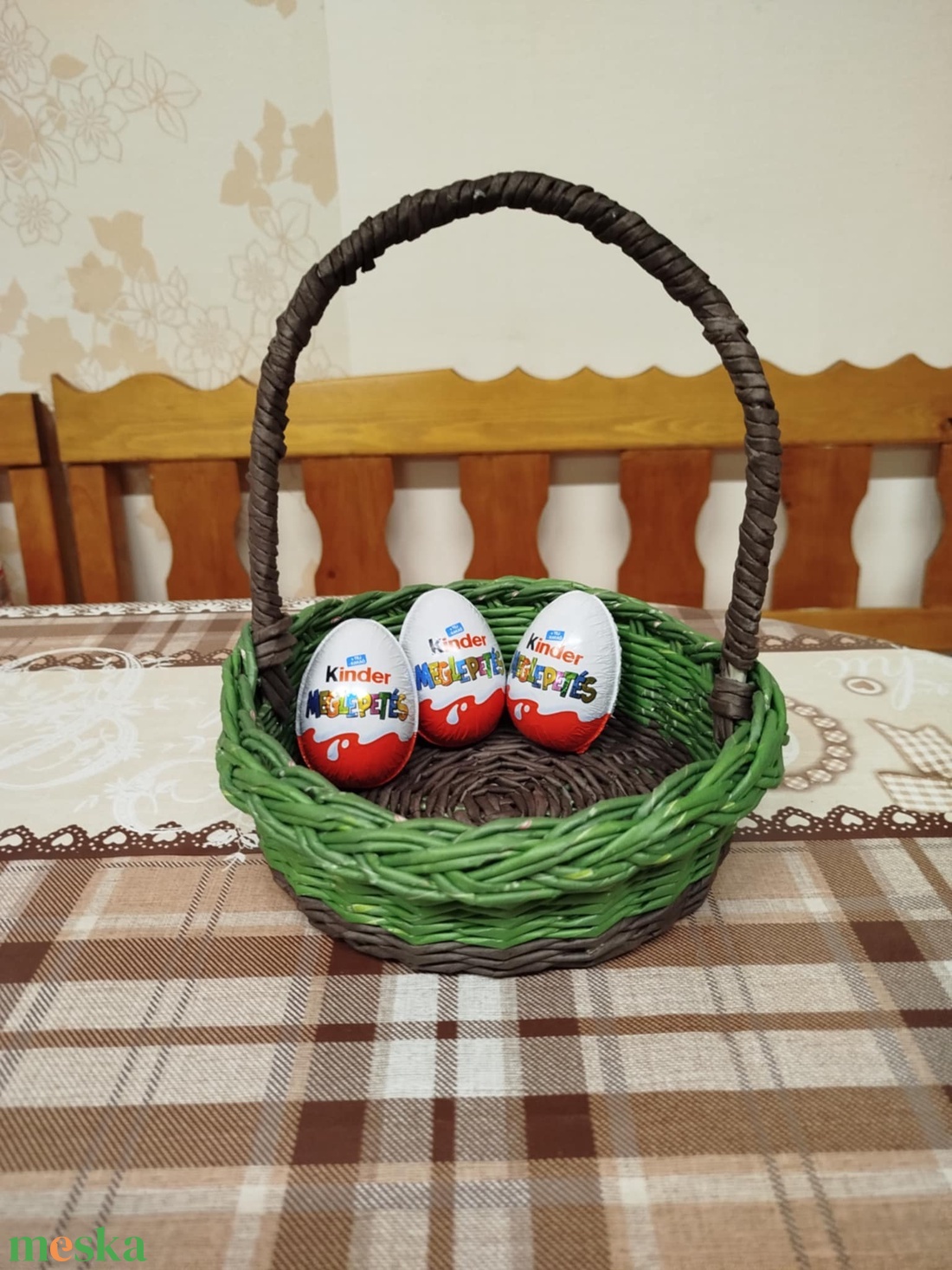 Kis füles kosár tojásgyűjtéshez - Kézzel készített, egyedi dizájn! akciós termékkép 1