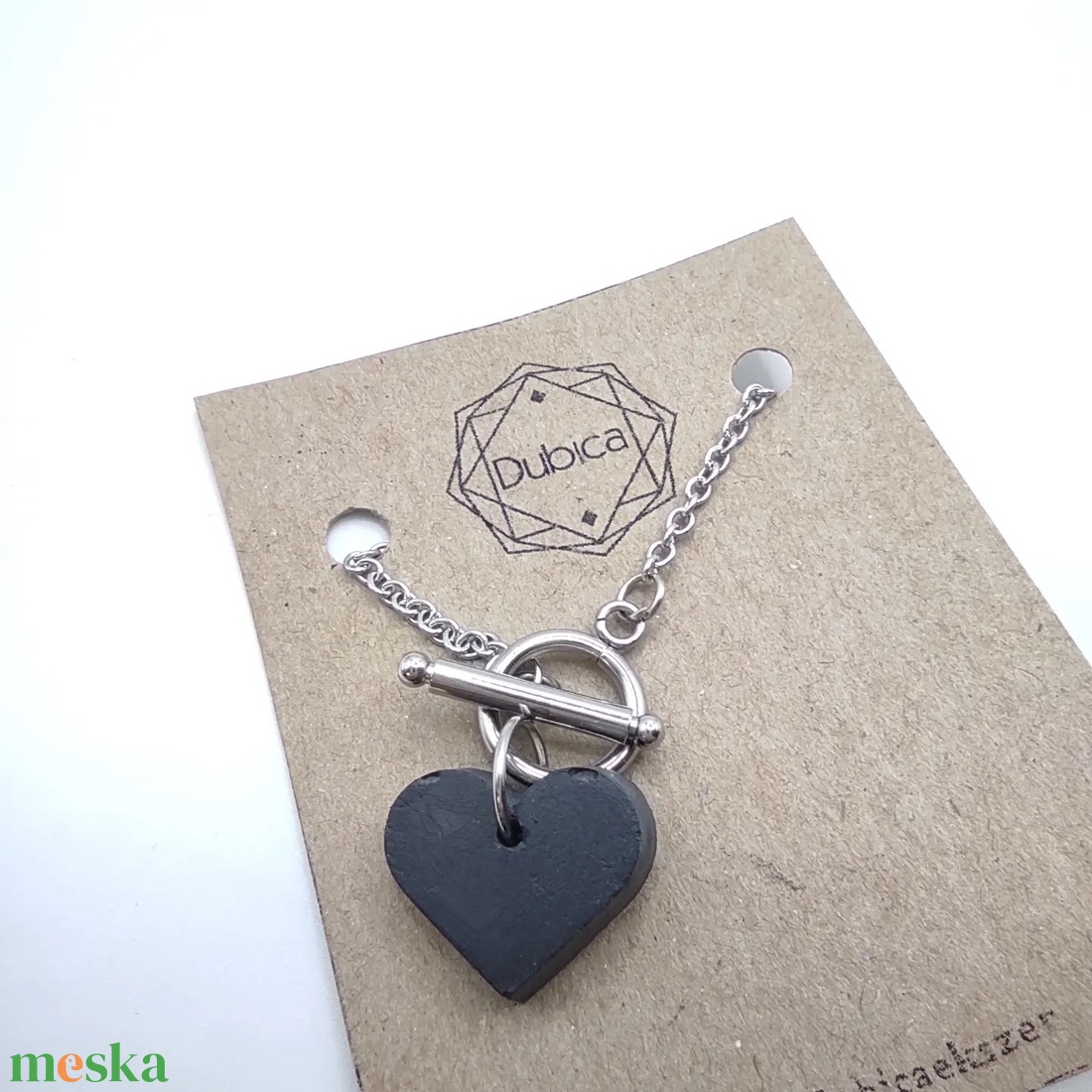Beton szív medál nemesacél láncon - ékszer - nyaklánc - medál - Meska.hu