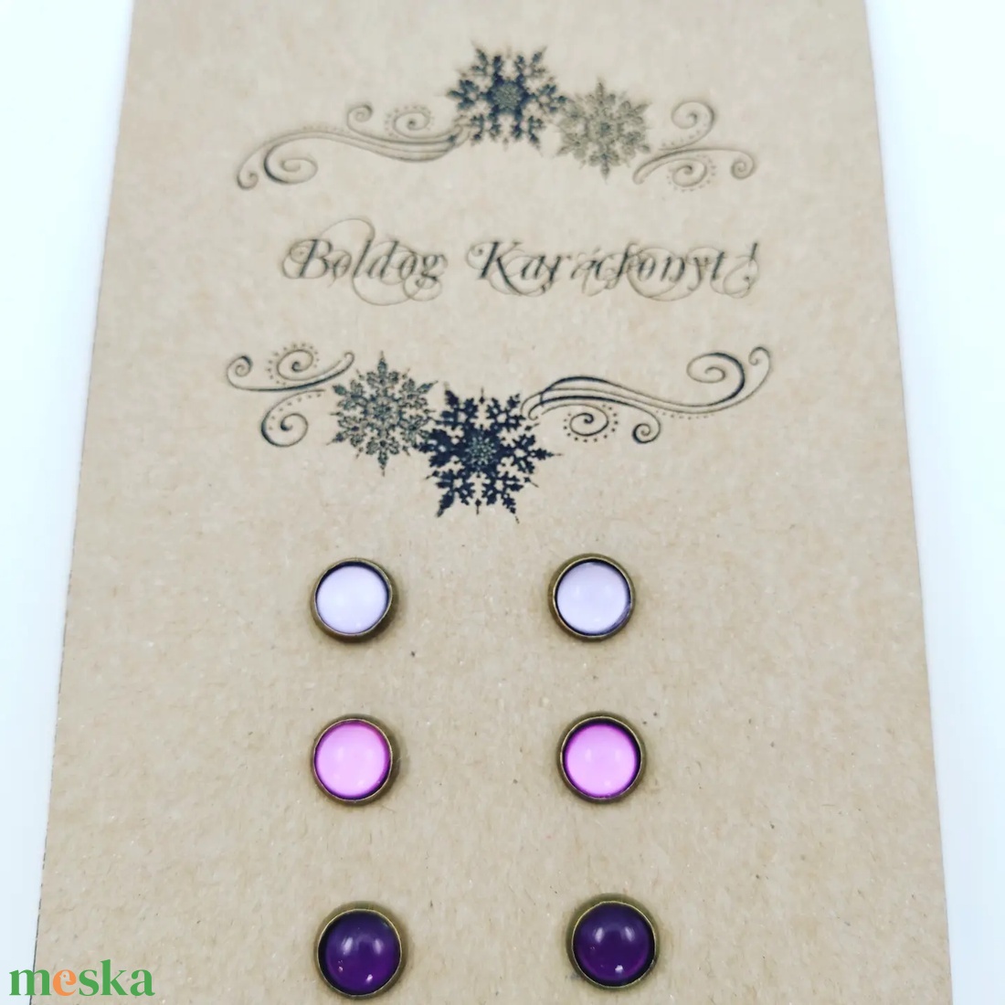 Üveglencsés fülbevaló trió  - ékszer - fülbevaló - pötty fülbevaló - Meska.hu