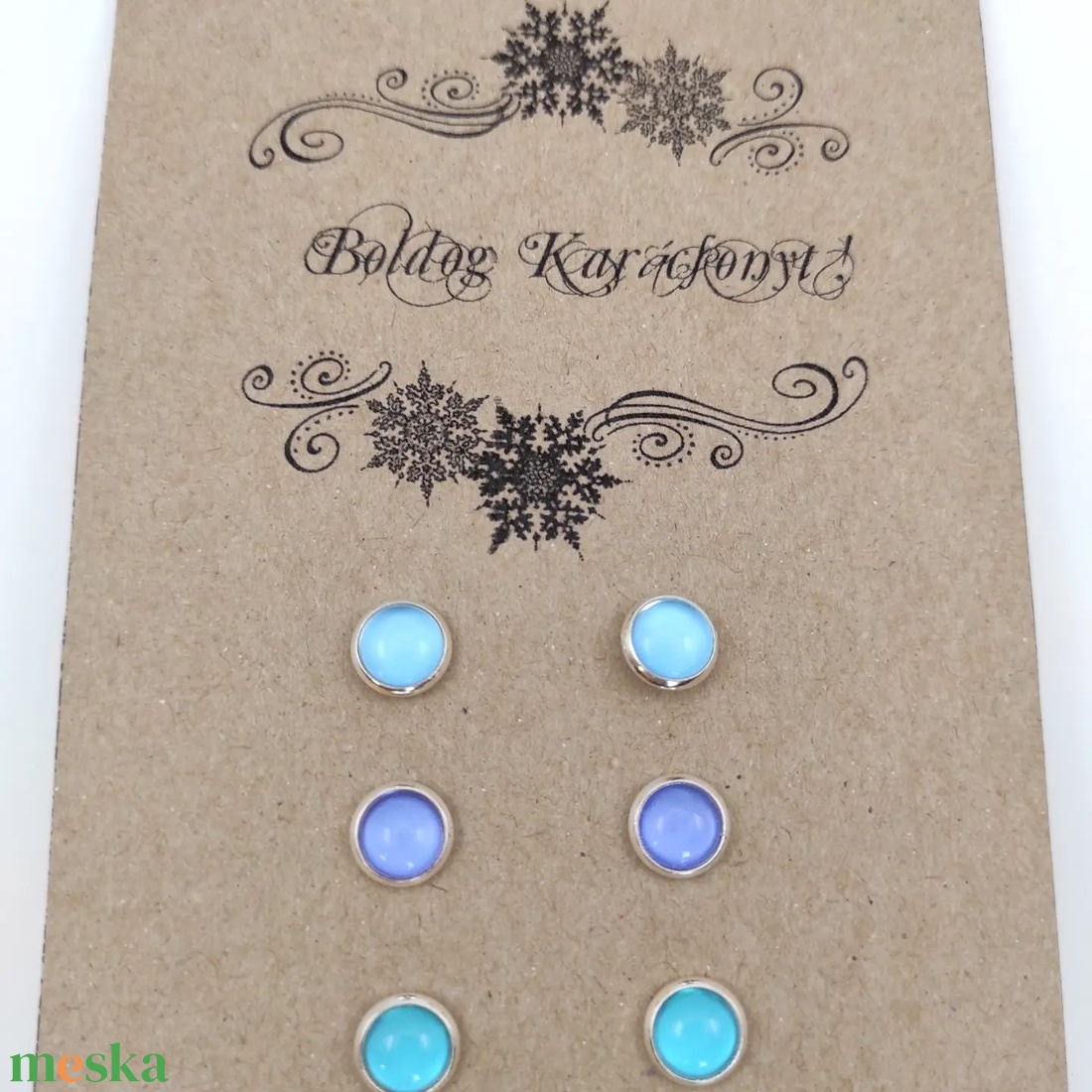 Üveglencsés fülbevaló trió  - ékszer - fülbevaló - pötty fülbevaló - Meska.hu