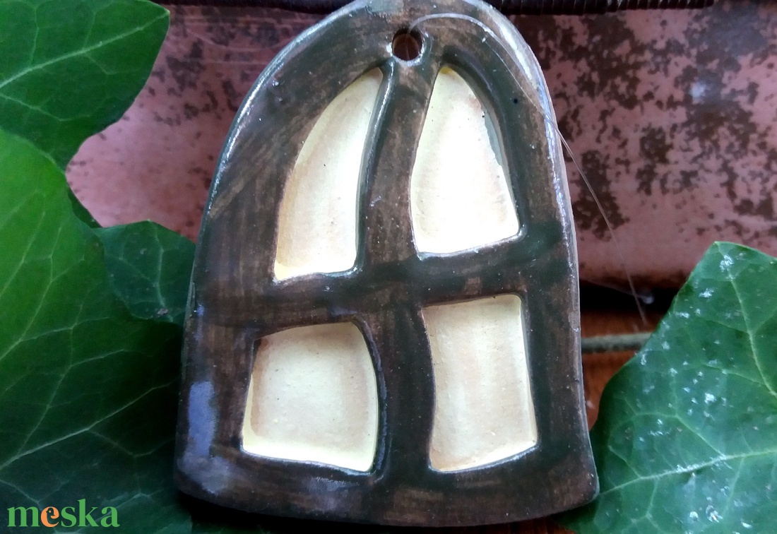 Fagyálló kerámia ablak a tündérfádra - zöld, kisebb -  - Meska.hu