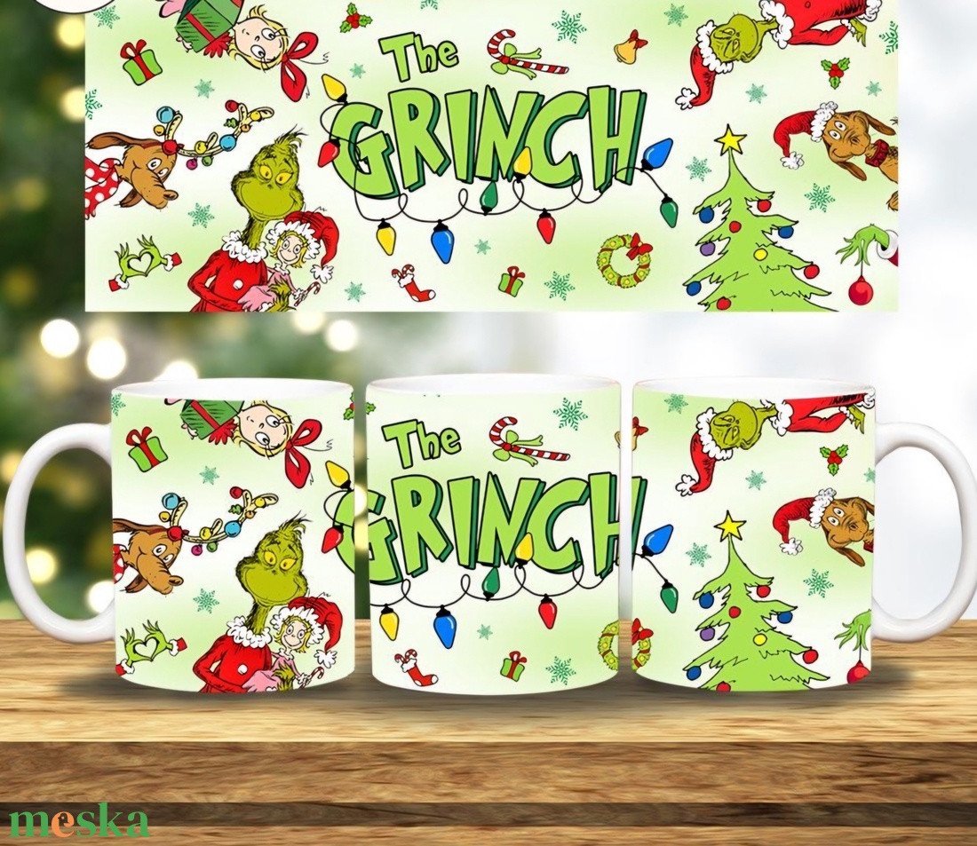 Grinch karácsonyi bögre - otthon & életmód - konyhafelszerelés, tálalás - tálalás - bögre & csésze - Meska.hu