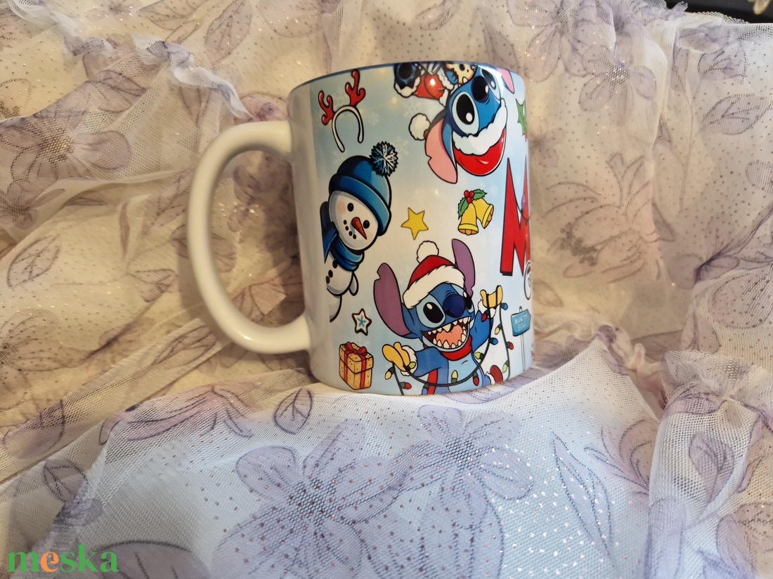 Stitch karácsonyi bögre kék belsővel  - otthon & életmód - konyhafelszerelés, tálalás - tálalás - bögre & csésze - Meska.hu