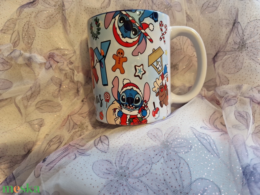 Stitch karácsonyi bögre kék belsővel  - otthon & életmód - konyhafelszerelés, tálalás - tálalás - bögre & csésze - Meska.hu