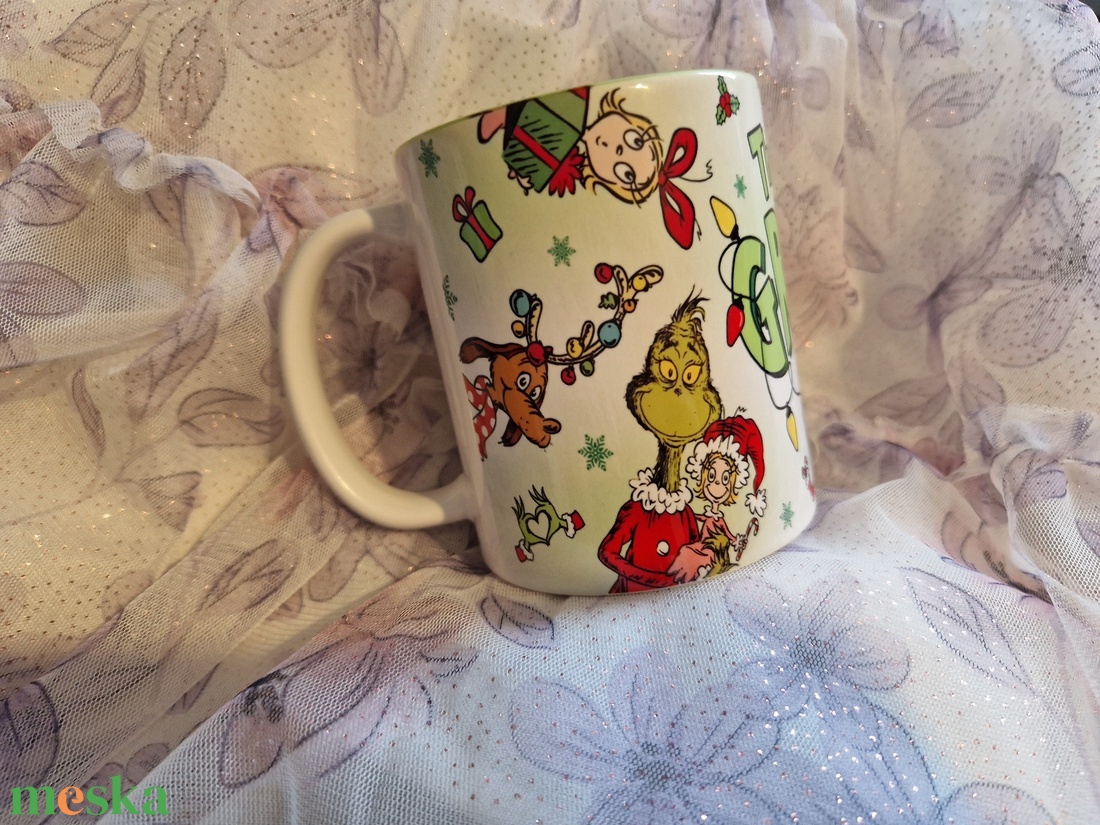 Grinch karácsonyi bögre zöld belsővel  - otthon & életmód - konyhafelszerelés, tálalás - tálalás - bögre & csésze - Meska.hu