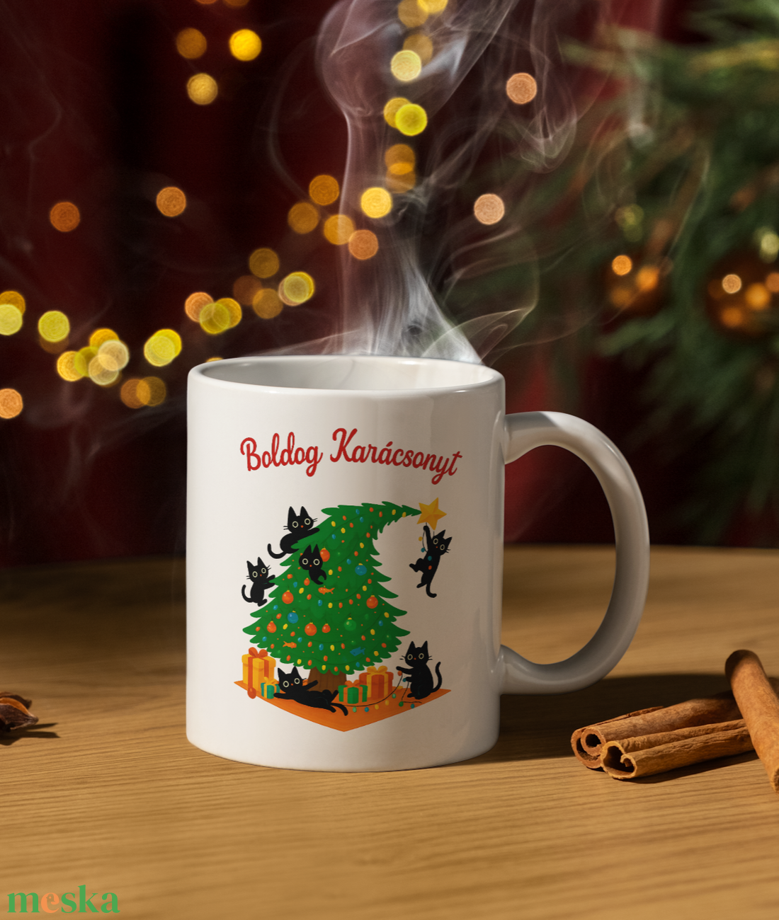 Cicás karácsonyi vicces bögre - otthon & életmód - konyhafelszerelés, tálalás - tálalás - bögre & csésze - Meska.hu