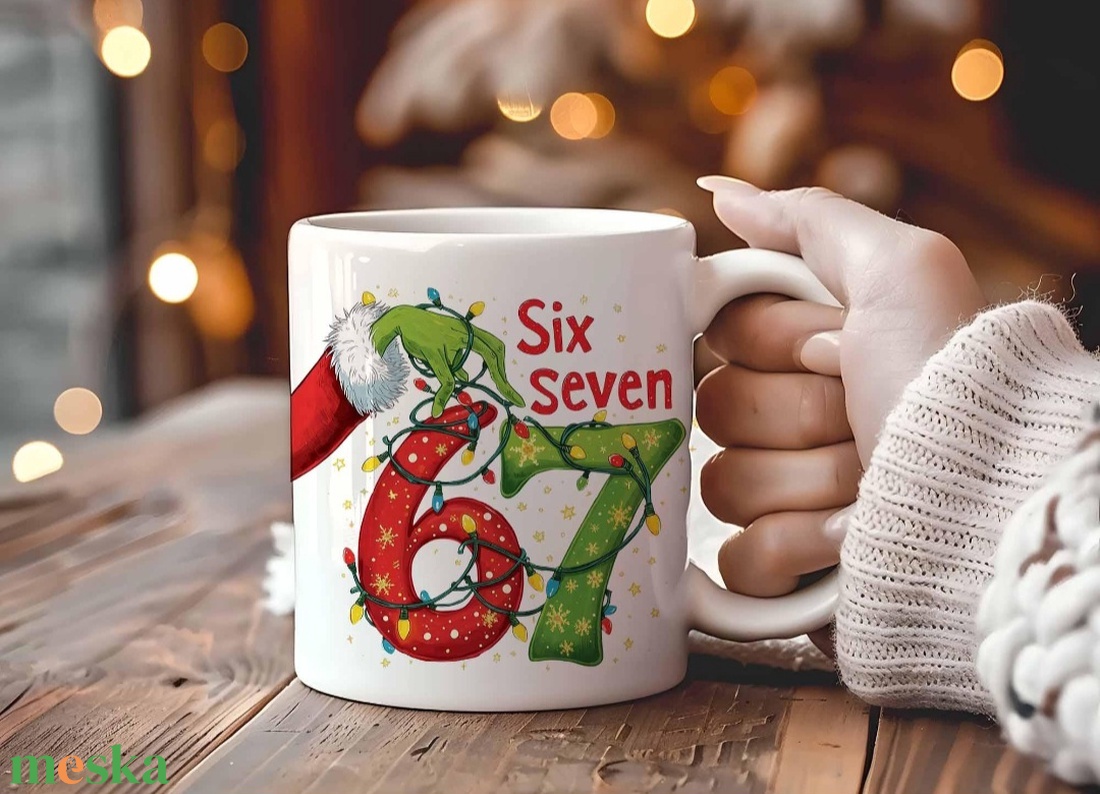 67 six seven grinch bögre - otthon & életmód - konyhafelszerelés, tálalás - tálalás - bögre & csésze - Meska.hu