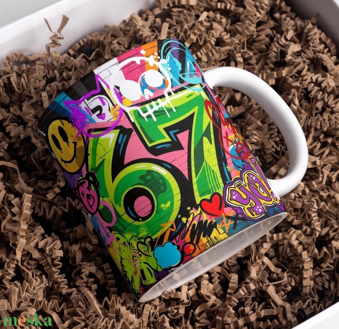 67 six seven grinch bögre - otthon & életmód - konyhafelszerelés, tálalás - tálalás - bögre & csésze - Meska.hu