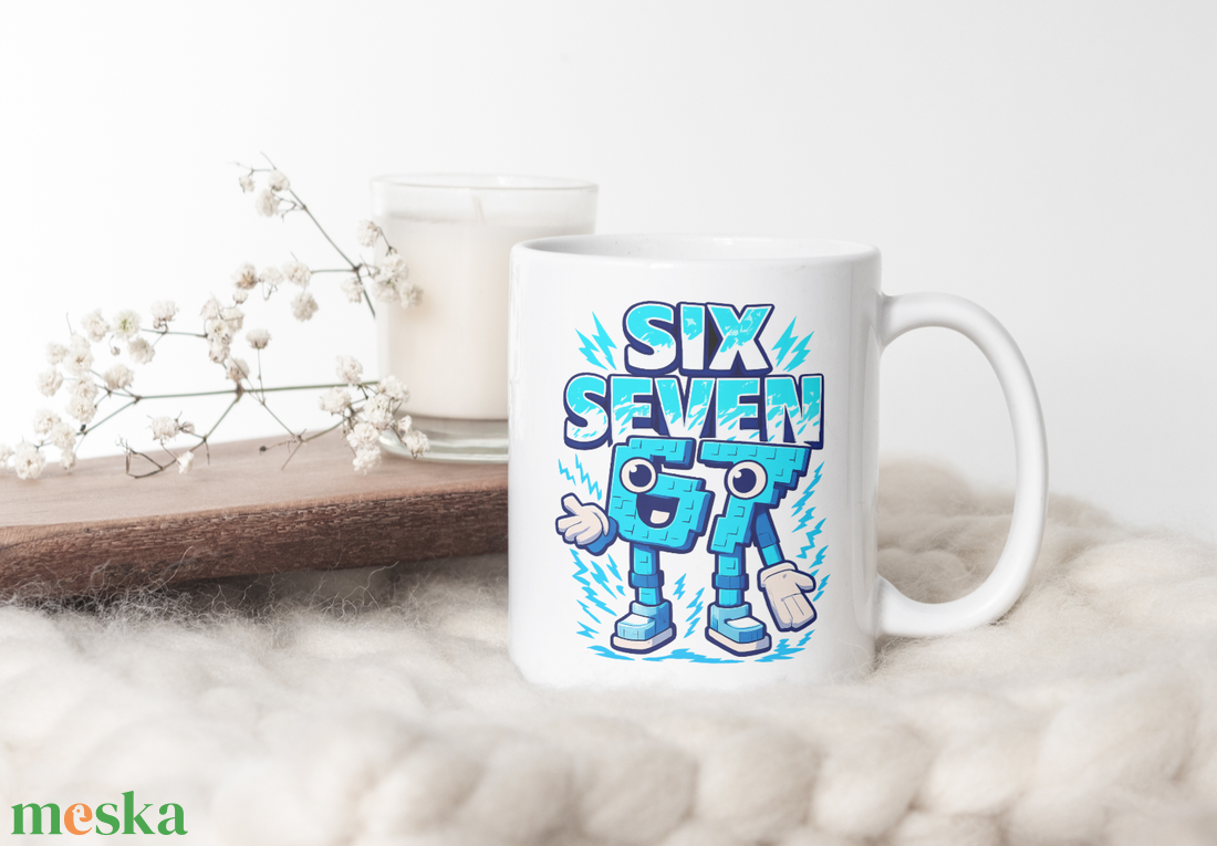 67 six seven kék bögre - otthon & életmód - konyhafelszerelés, tálalás - tálalás - bögre & csésze - Meska.hu