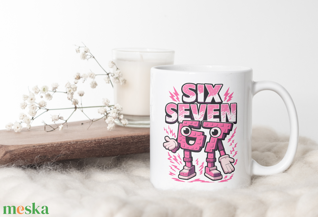 67 six seven pink bögre - otthon & életmód - konyhafelszerelés, tálalás - tálalás - bögre & csésze - Meska.hu