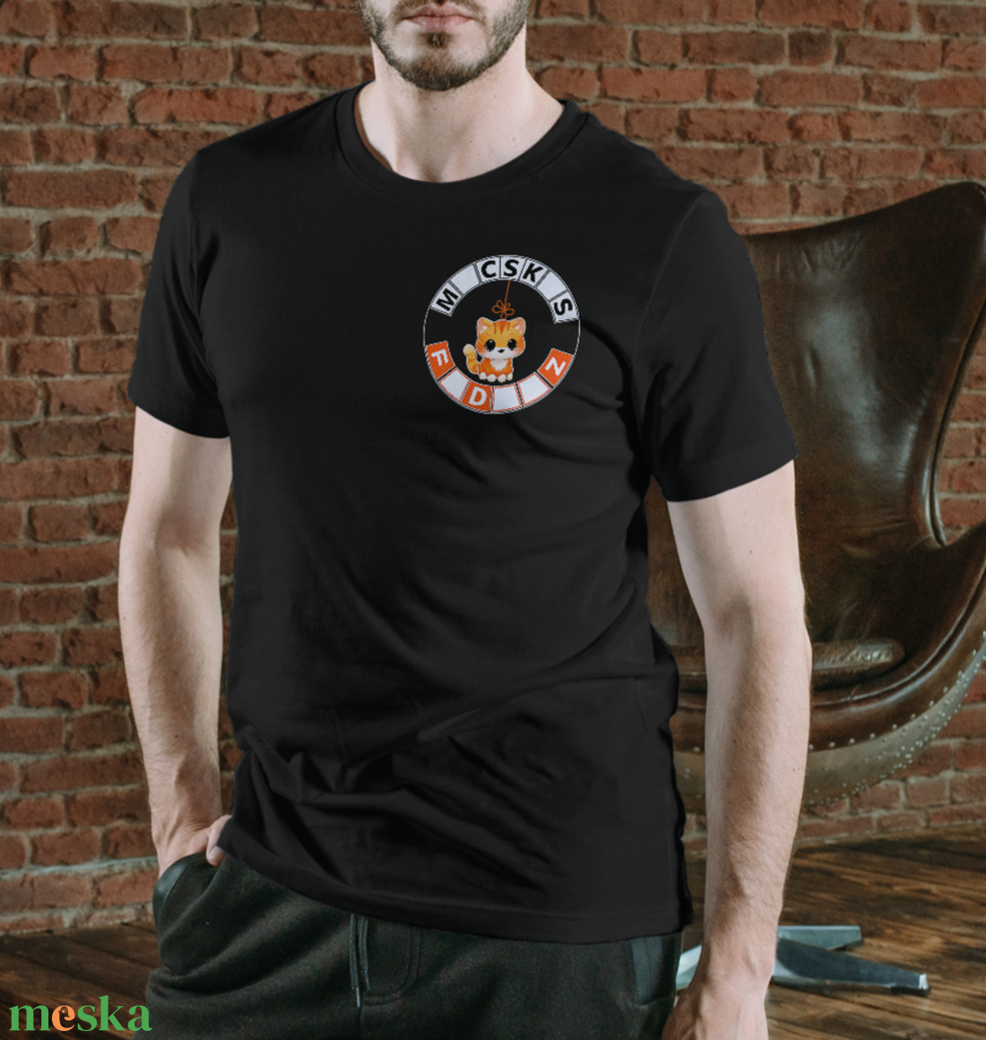 Macskás fadísz férfi póló - ruha & divat - férfi ruha - póló - Meska.hu
