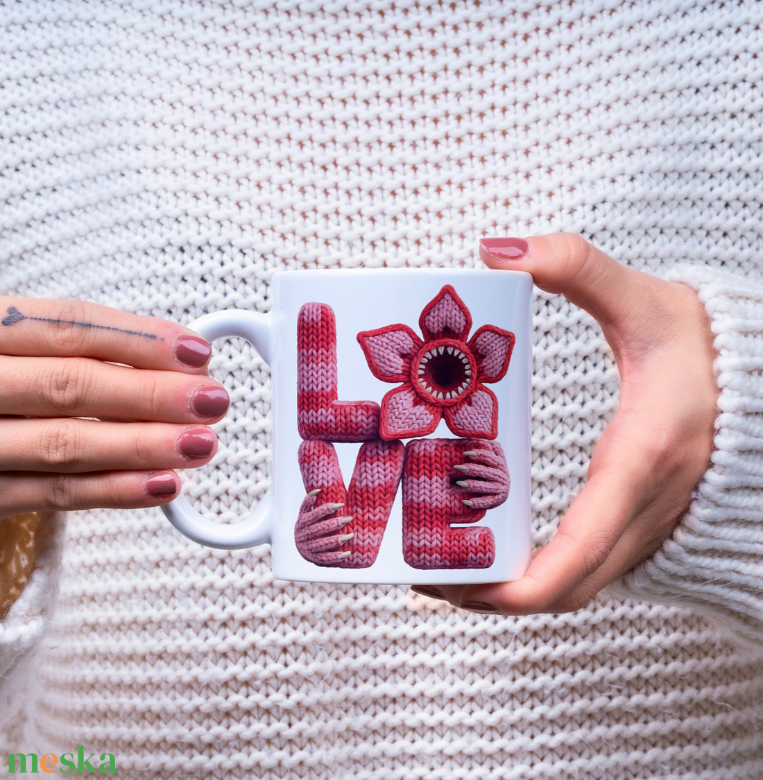 Demogorgon mintás bögre � Valentinnap Stranger Things bögre - otthon & életmód - konyhafelszerelés, tálalás - tálalás - bögre & csésze - Meska.hu