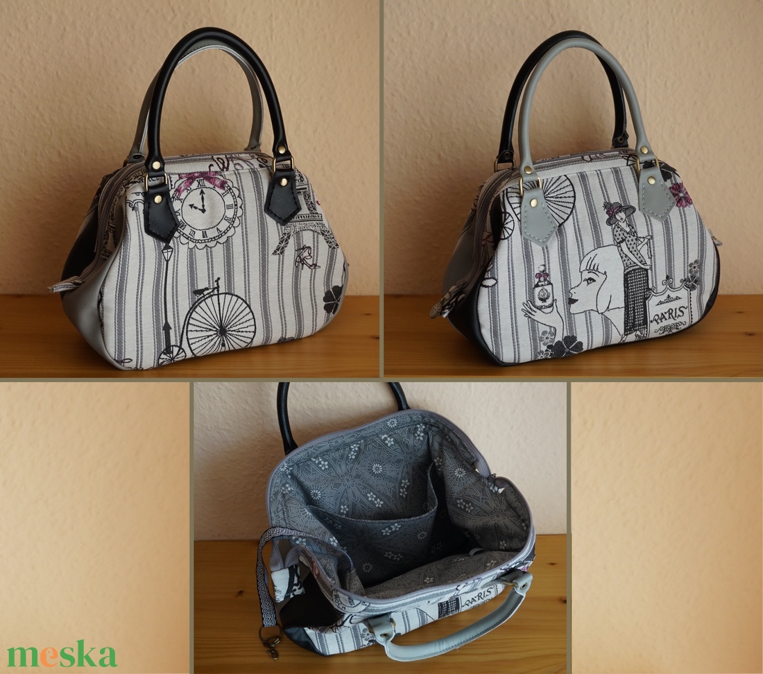 Fekete-fehér nőcis felemás táska  - táska & tok - kézitáska & válltáska - kézitáska - Meska.hu