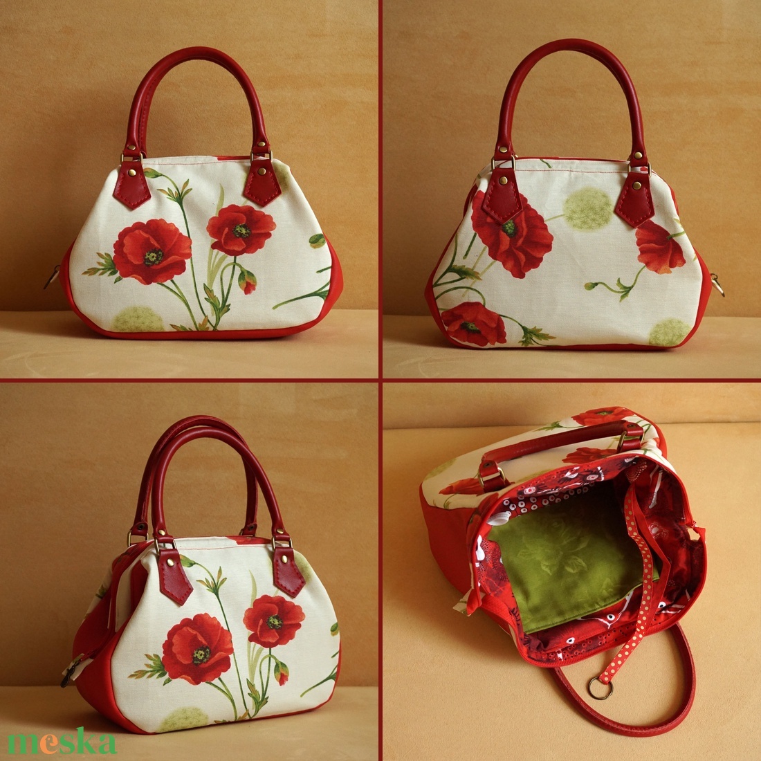Pipacsos  nőcis táska - táska & tok - kézitáska & válltáska - kézitáska - Meska.hu
