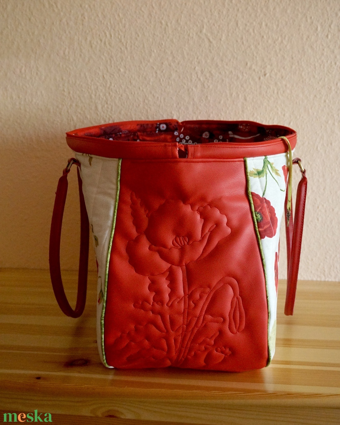Nagy pipacsos női táska - táska & tok - kézitáska & válltáska - kézitáska - Meska.hu