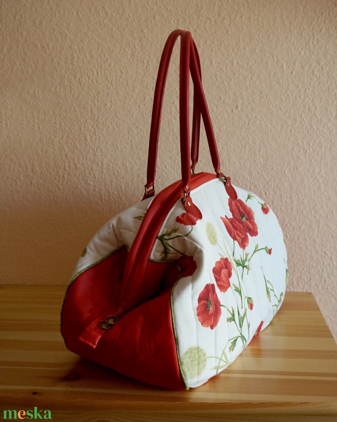 Nagy pipacsos női táska - táska & tok - kézitáska & válltáska - kézitáska - Meska.hu