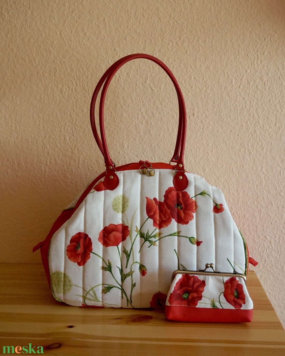 Nagy pipacsos női táska - táska & tok - kézitáska & válltáska - kézitáska - Meska.hu