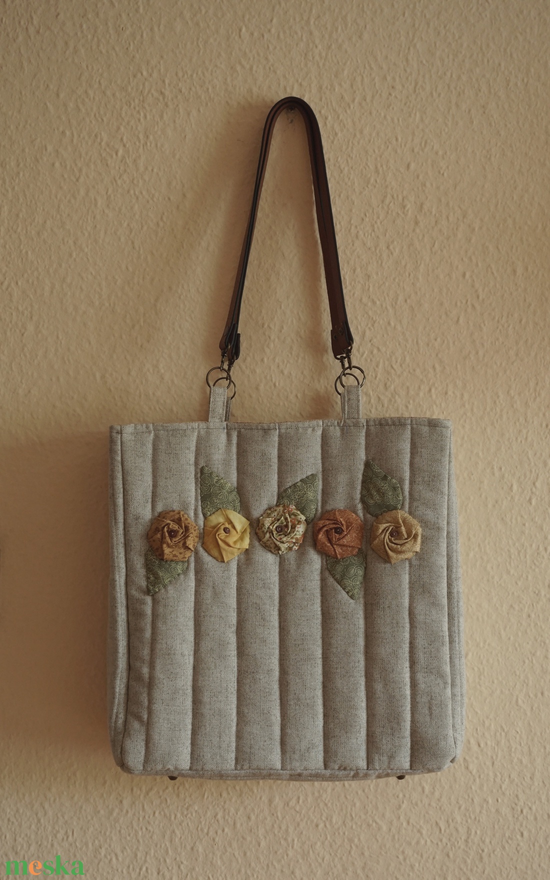 Rózsás világos kiegészítő táska - táska & tok - bevásárlás & shopper táska - shopper, textiltáska, szatyor - Meska.hu