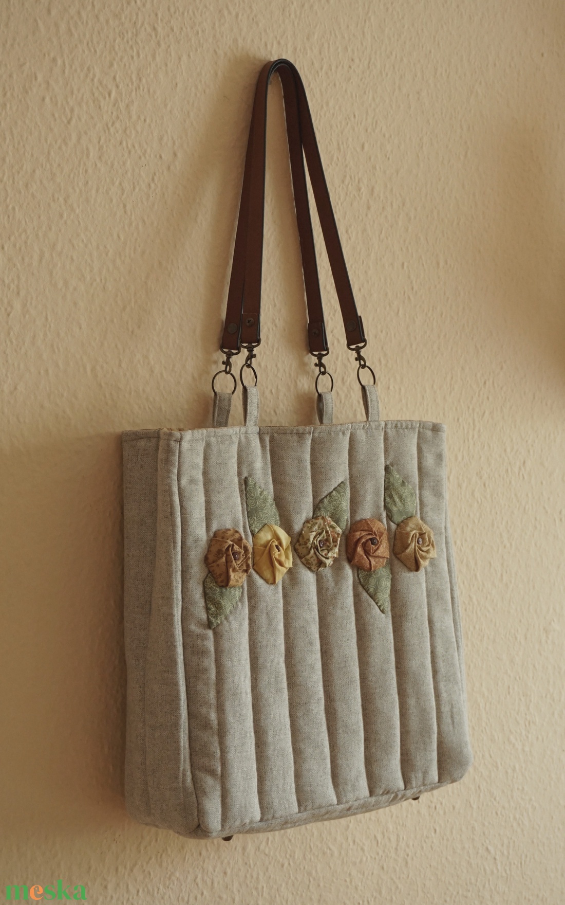 Rózsás világos kiegészítő táska - táska & tok - bevásárlás & shopper táska - shopper, textiltáska, szatyor - Meska.hu