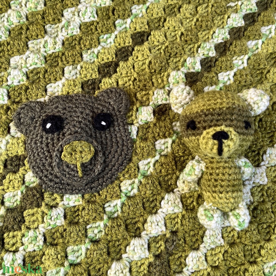 Horgolt babatakaró ajándék mackóval - baba - mama - baba ágynemű - babatakaró, gyerek pléd - Meska.hu