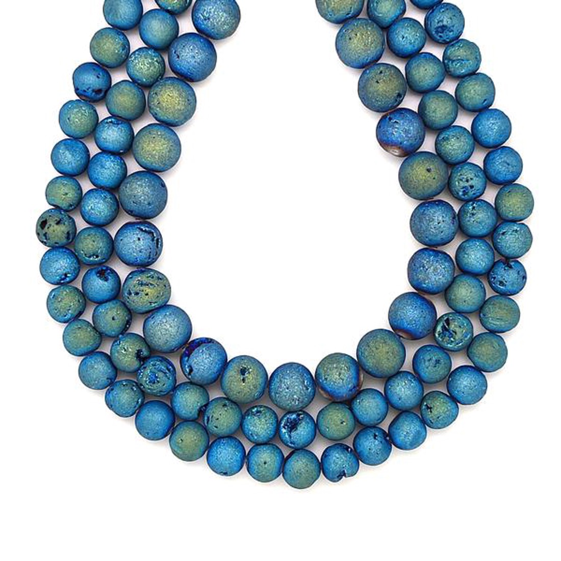 Achát geódás matt kék golyó A 10mm  ékszerkészítő alapanyag (füzér) - kellékek & szerszámok - ásvány alapanyag - ásványfüzér - Meska.hu