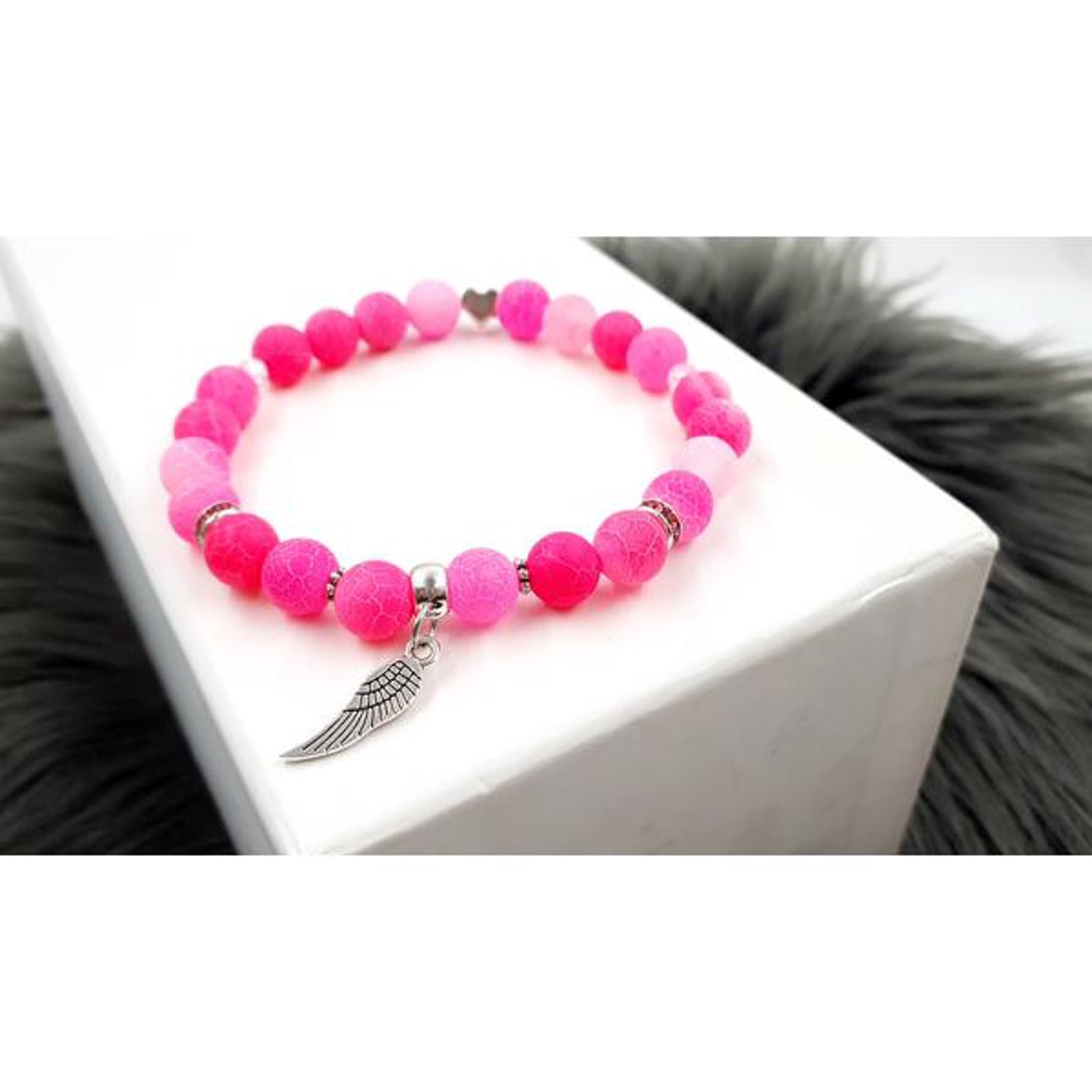 Angyalszárny pink achát ásványkarkötő - ékszer - karkötő - ásványkarkötő - Meska.hu Angyalszárny pink achát ásványkarkötő - ékszer - karkötő - ásványkarkötő - Meska.hu