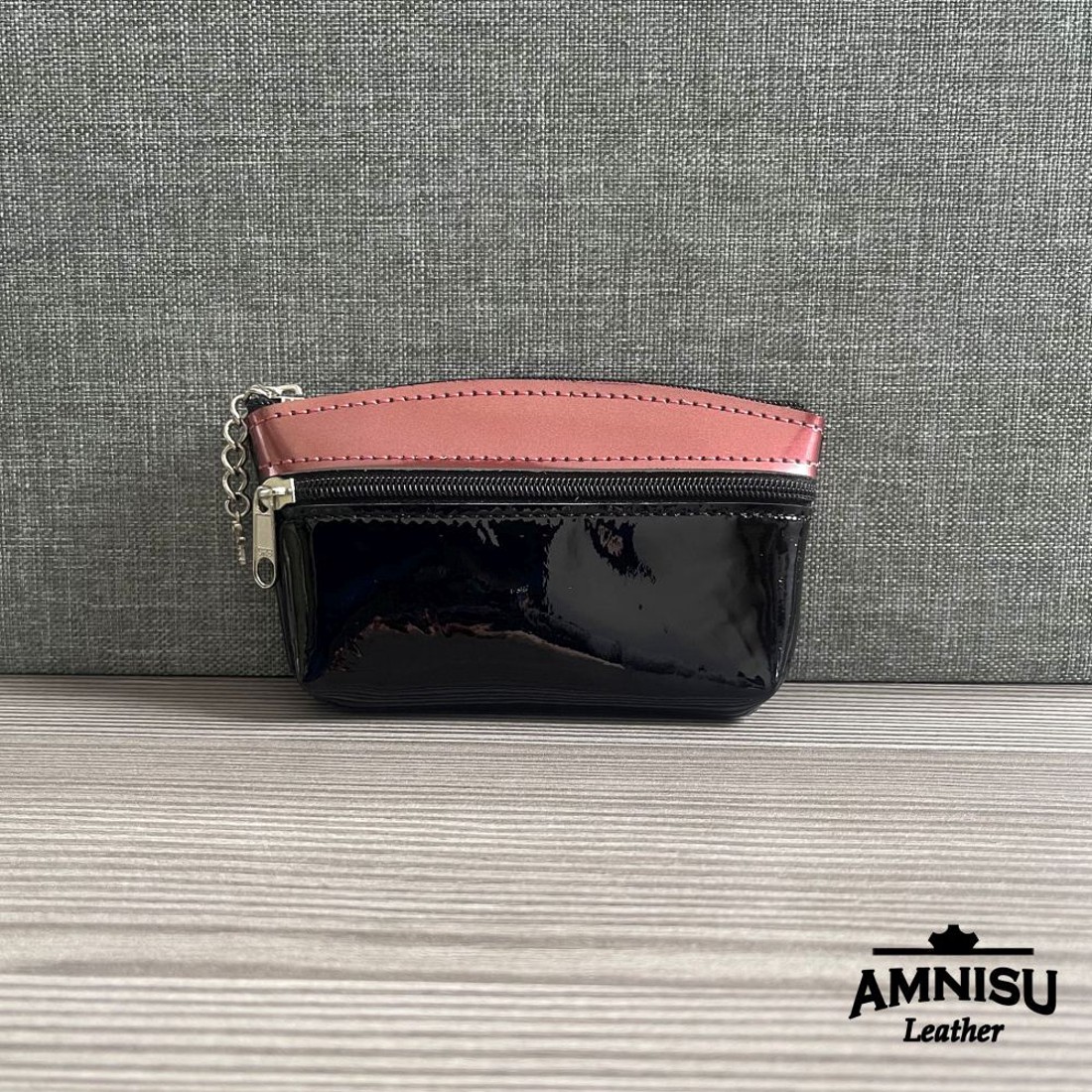 Fekete lakk - rosegold kettő cipzáras kulcstartó B8002 - táska & tok - kulcstartó & táskadísz - kulcstartó - Meska.hu