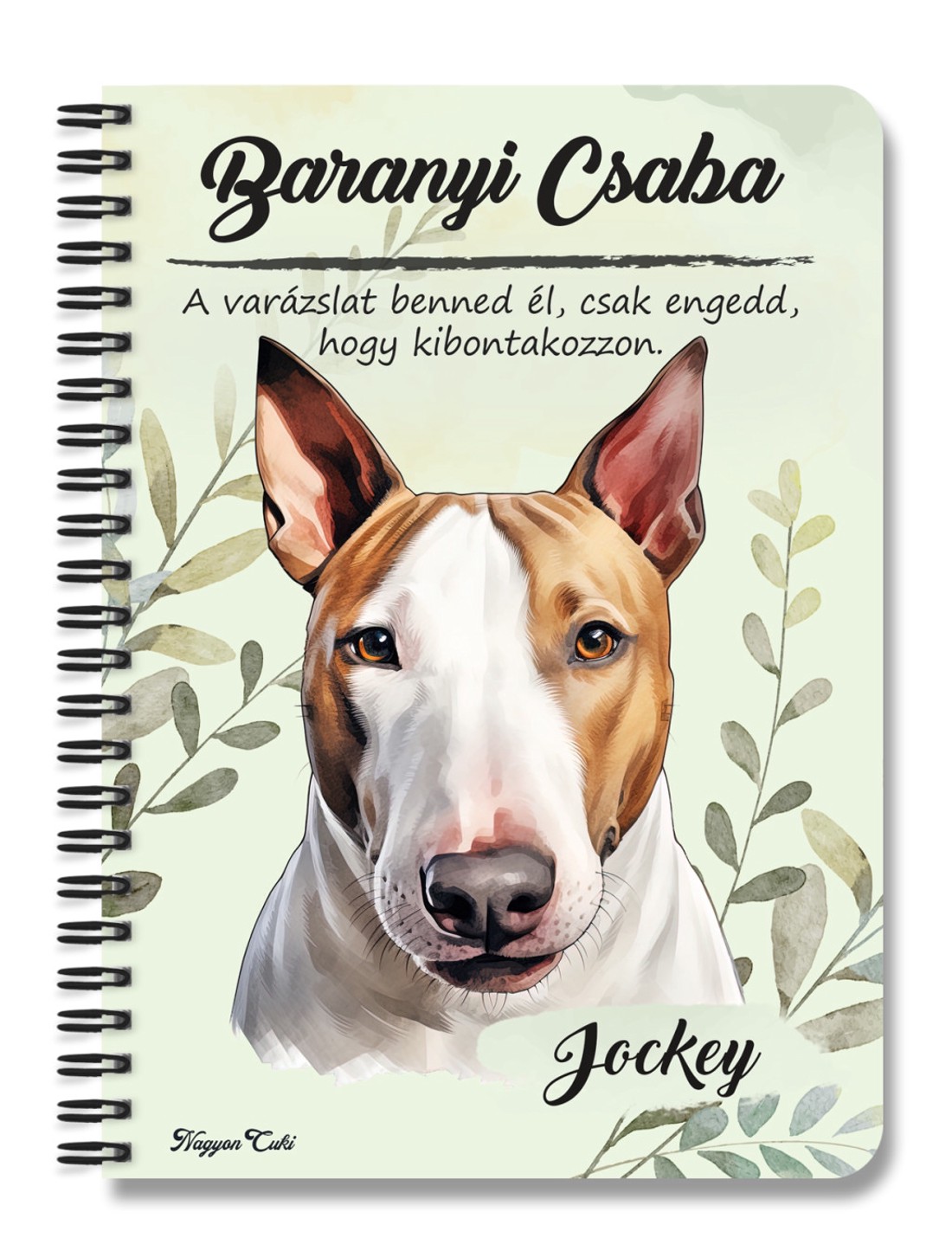 Személyre szabható - Barna Bullterrier portré mintás A5-ös füzet - otthon & életmód - papír, írószer - jegyzetfüzet & napló - Meska.hu