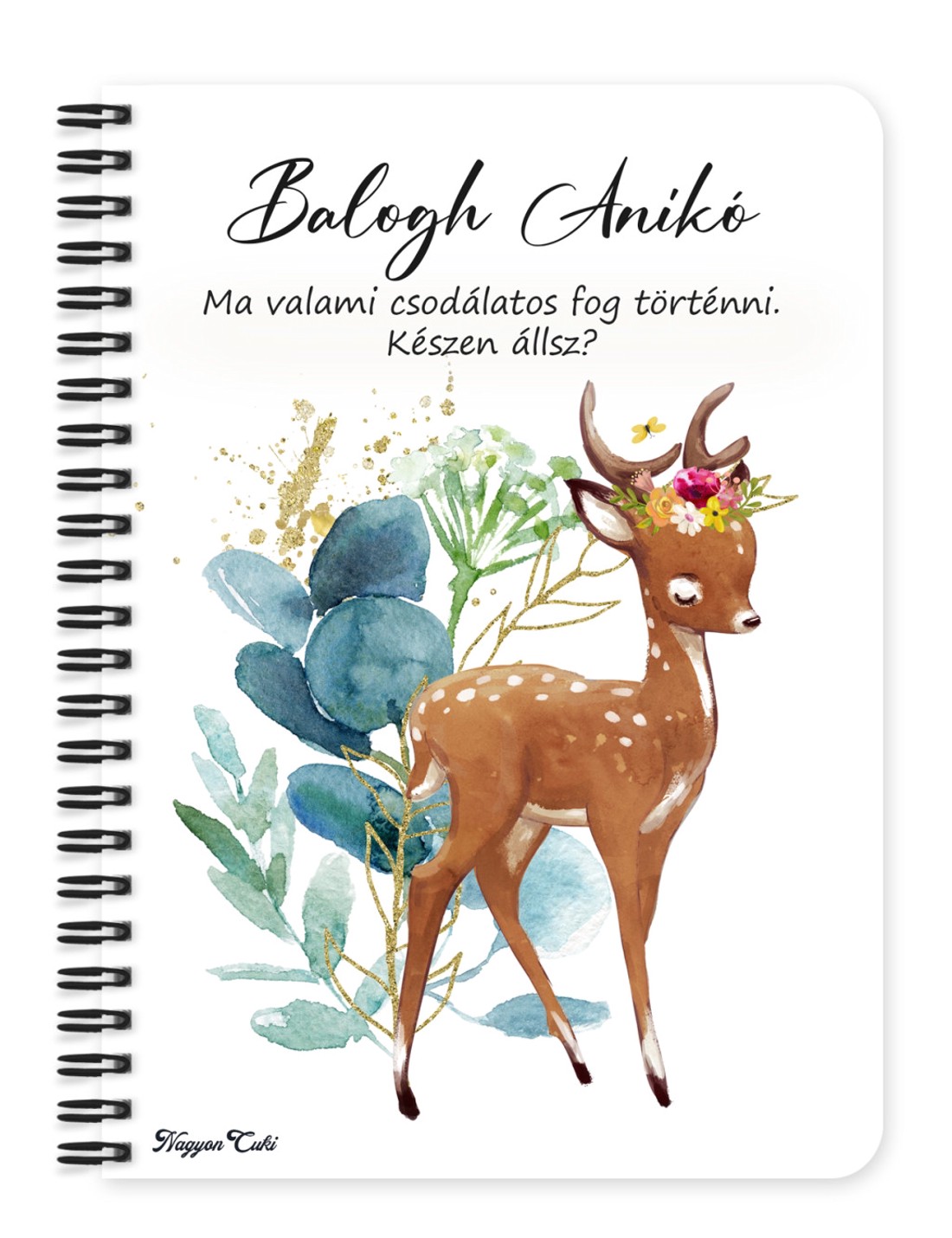 Személyre szabható - Tündéri Őzike mintás A5-ös füzet - otthon & életmód - papír, írószer - jegyzetfüzet & napló - Meska.hu
