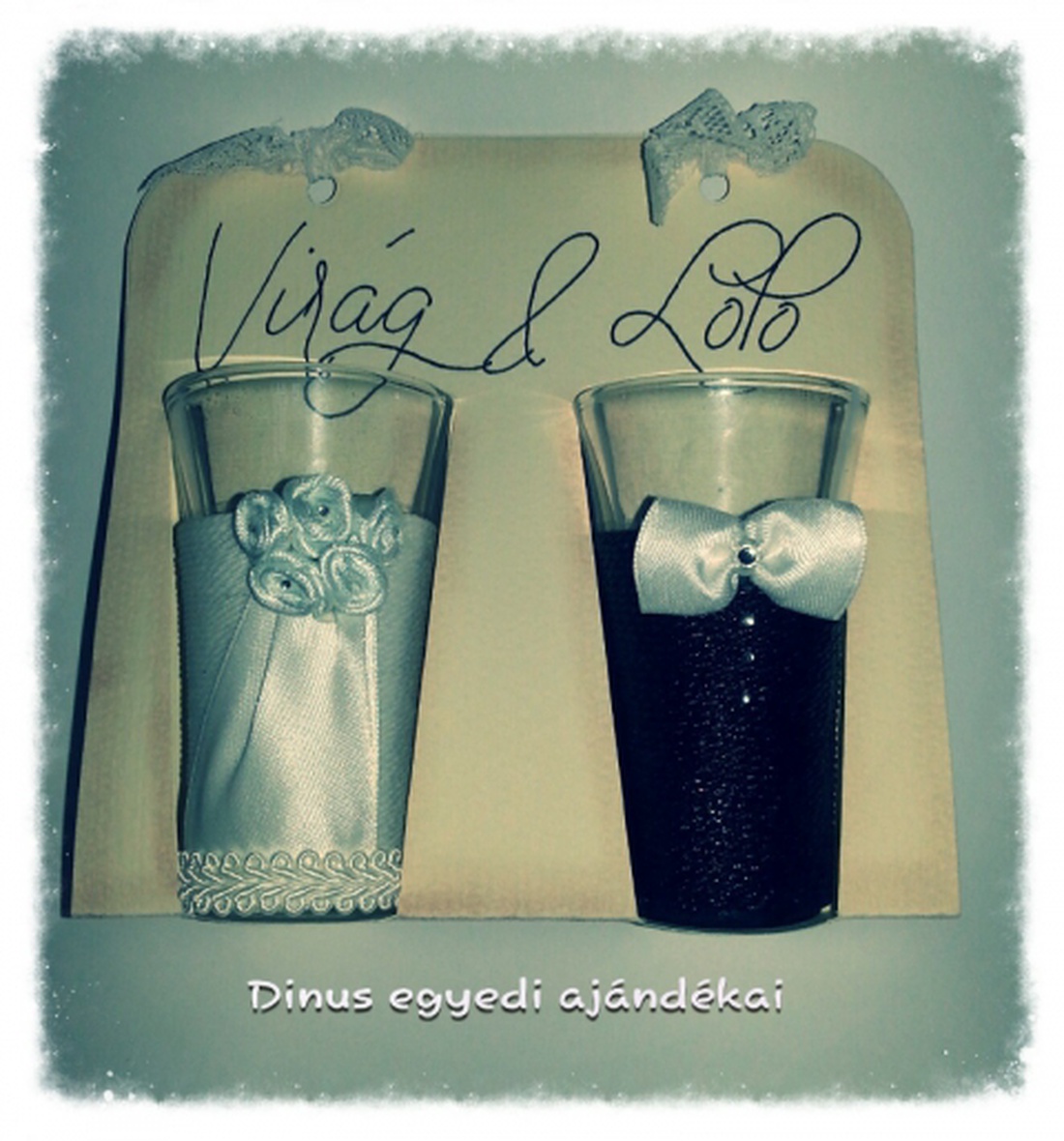 Esküvői pálinkás poharak díszcsomagolásban -  - Meska.hu