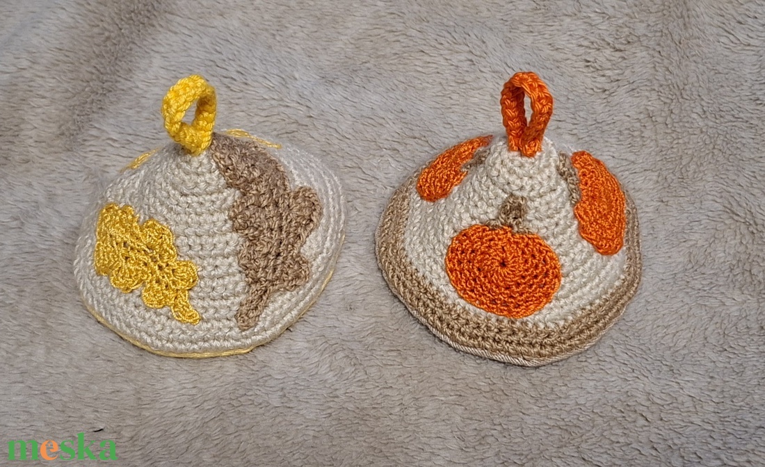Horgolt őszi fedőfogók (2 db) - otthon & életmód - konyhafelszerelés, tálalás - konyhai textil - edényfogó & edényfedő - Meska.hu