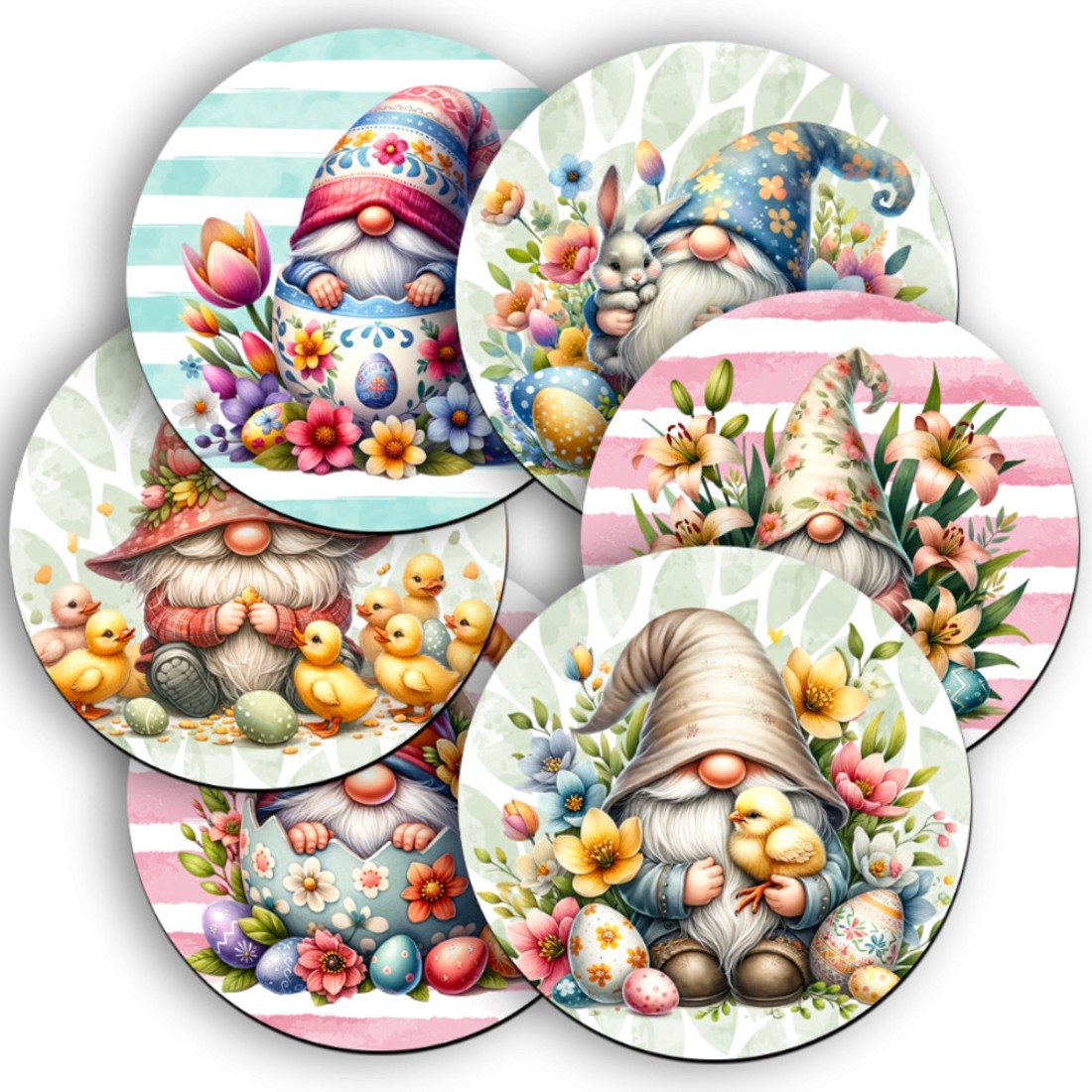 6 db cuki húsvéti manó kör alakú alátét szett (#24) -  - Meska.hu