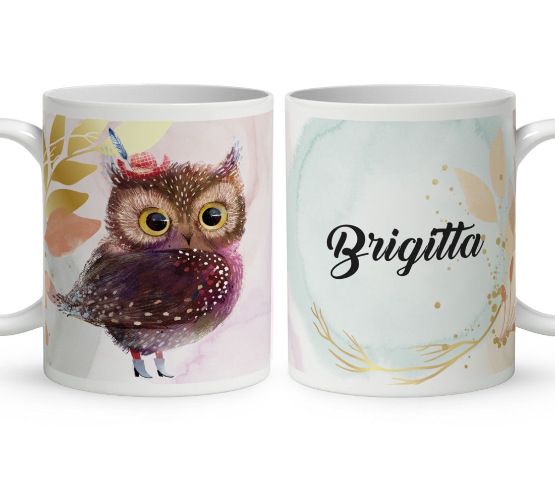 Névvel kérhető - Cuki kalapos bagoly mintás bögre - otthon & életmód - konyhafelszerelés, tálalás - tálalás - bögre & csésze - Meska.hu