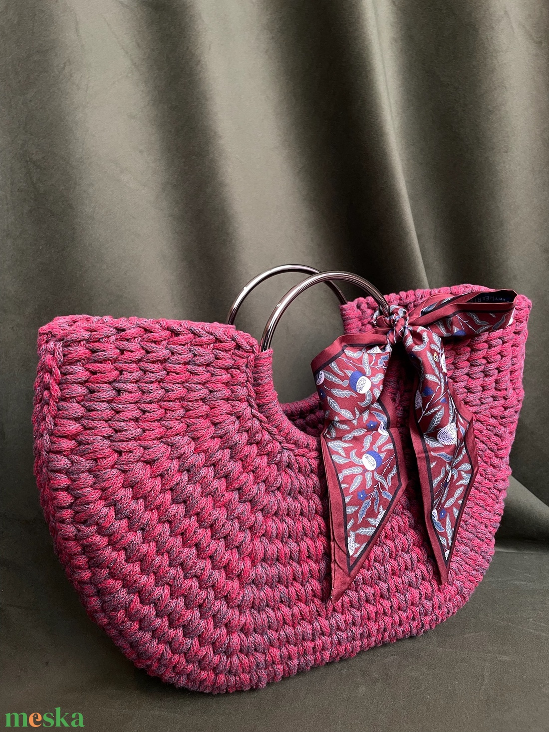 Kosártáska - gránátalma - táska & tok - kézitáska & válltáska - kézitáska - Meska.hu