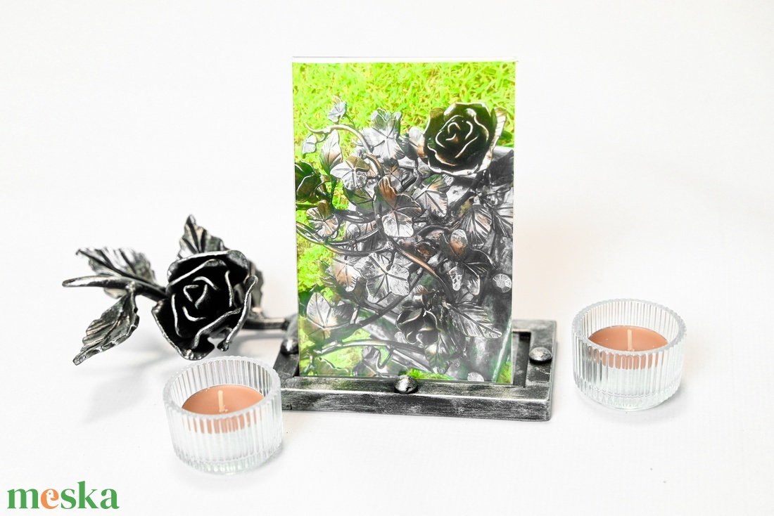 Rózsás mécses- és képtartó ezüst  - otthon & életmód - dekoráció - kép & falikép - képkeret - Meska.hu